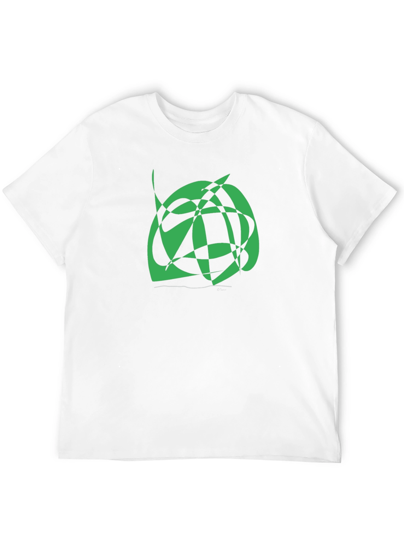 Abstract Green Graphic Print Black Tee