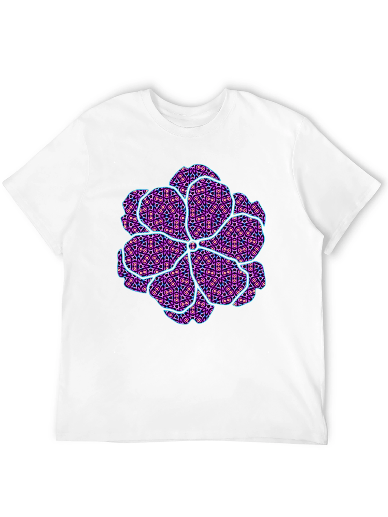 Abstract Geometric Floral Print Mens Black T-Shirt