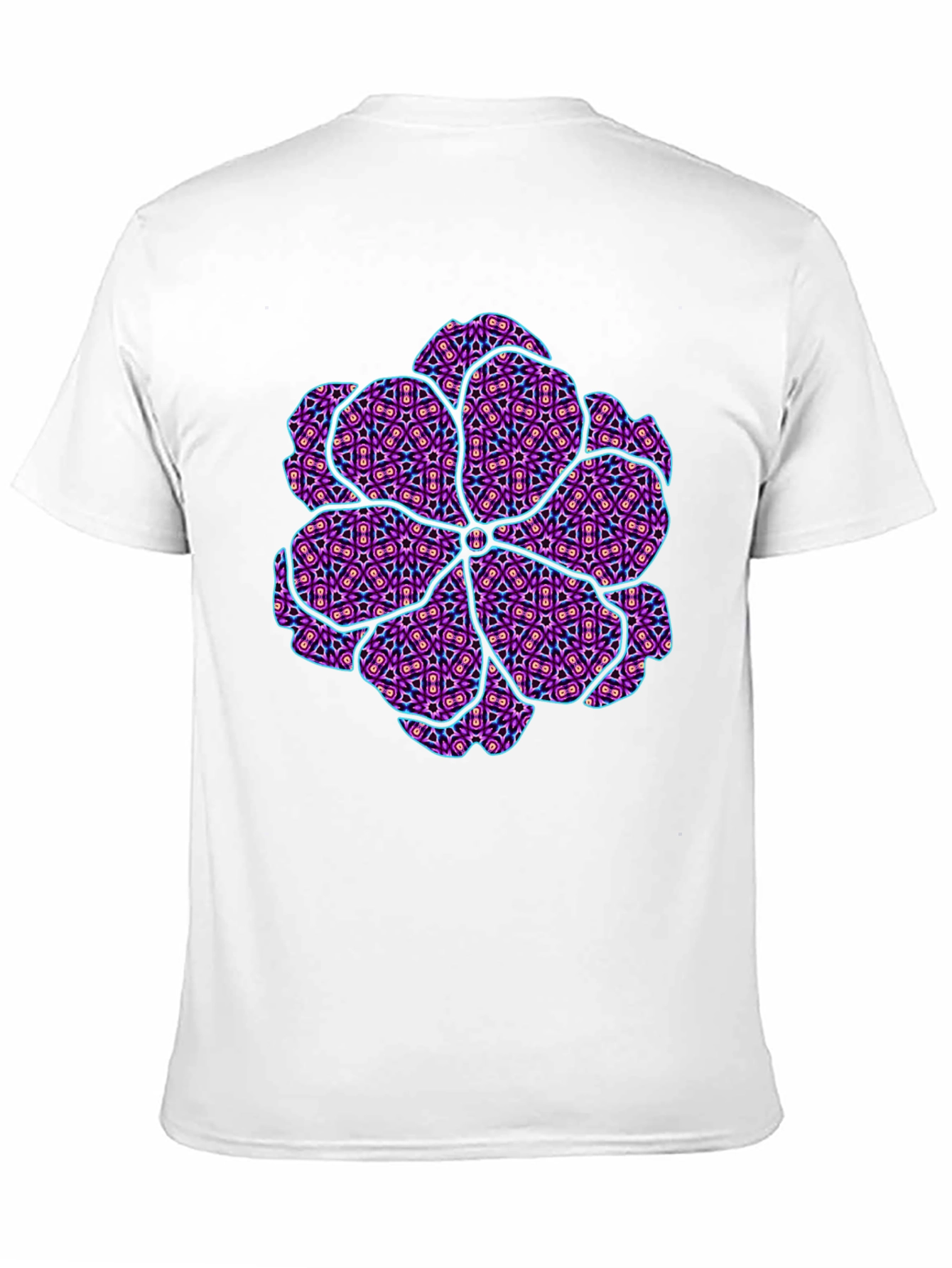 Abstract Geometric Floral Print Mens Black T-Shirt