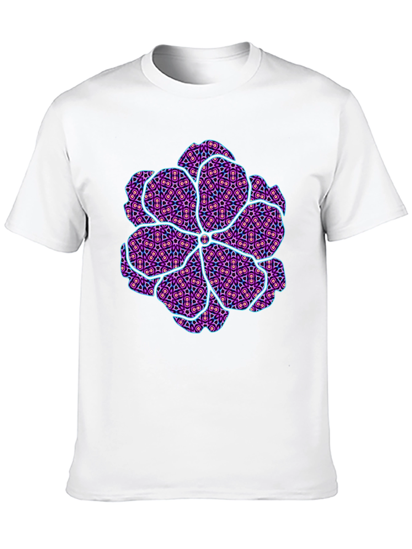 Abstract Geometric Floral Print Mens Black T-Shirt