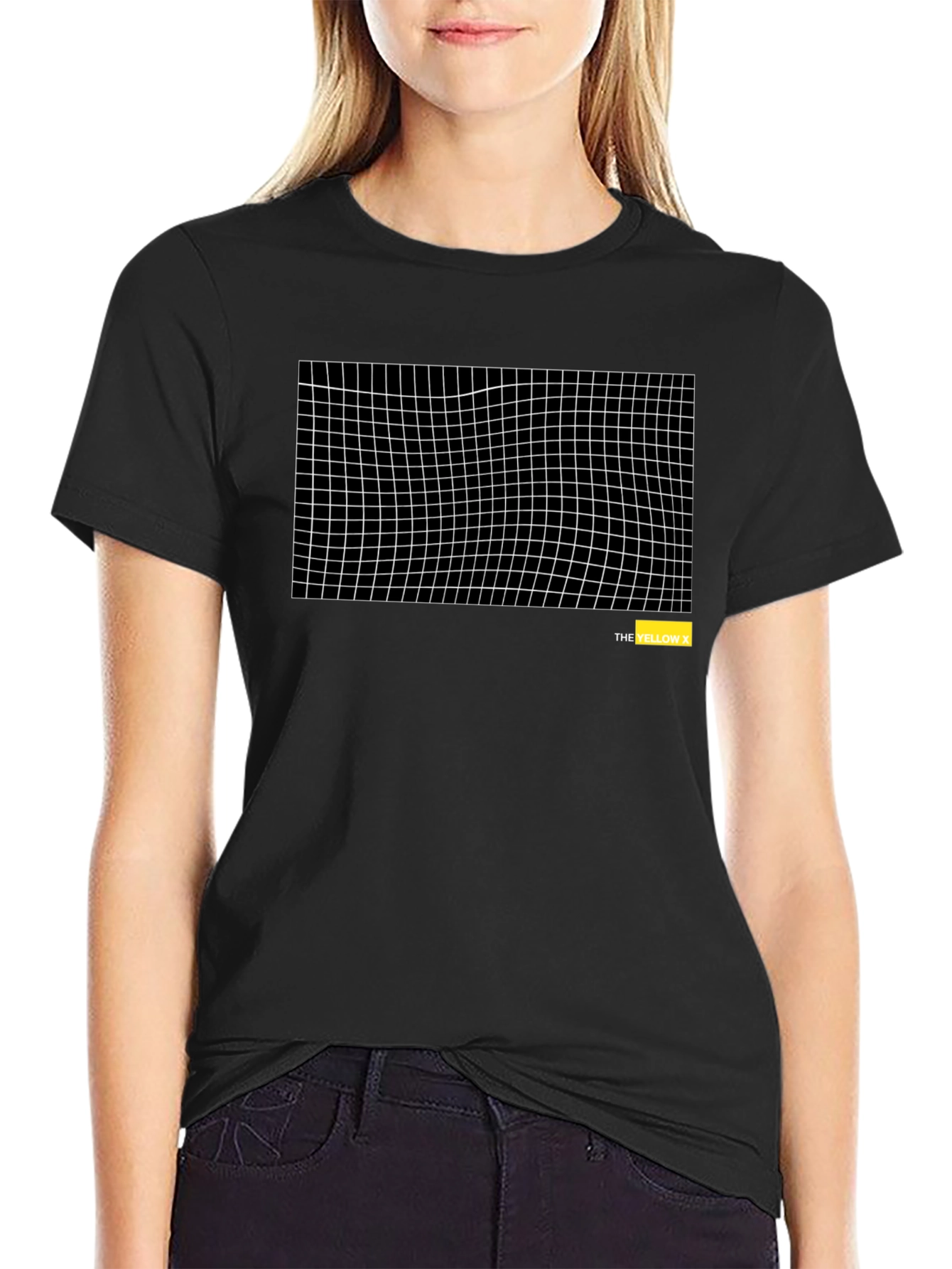 Abstract Grid Black T-Shirt