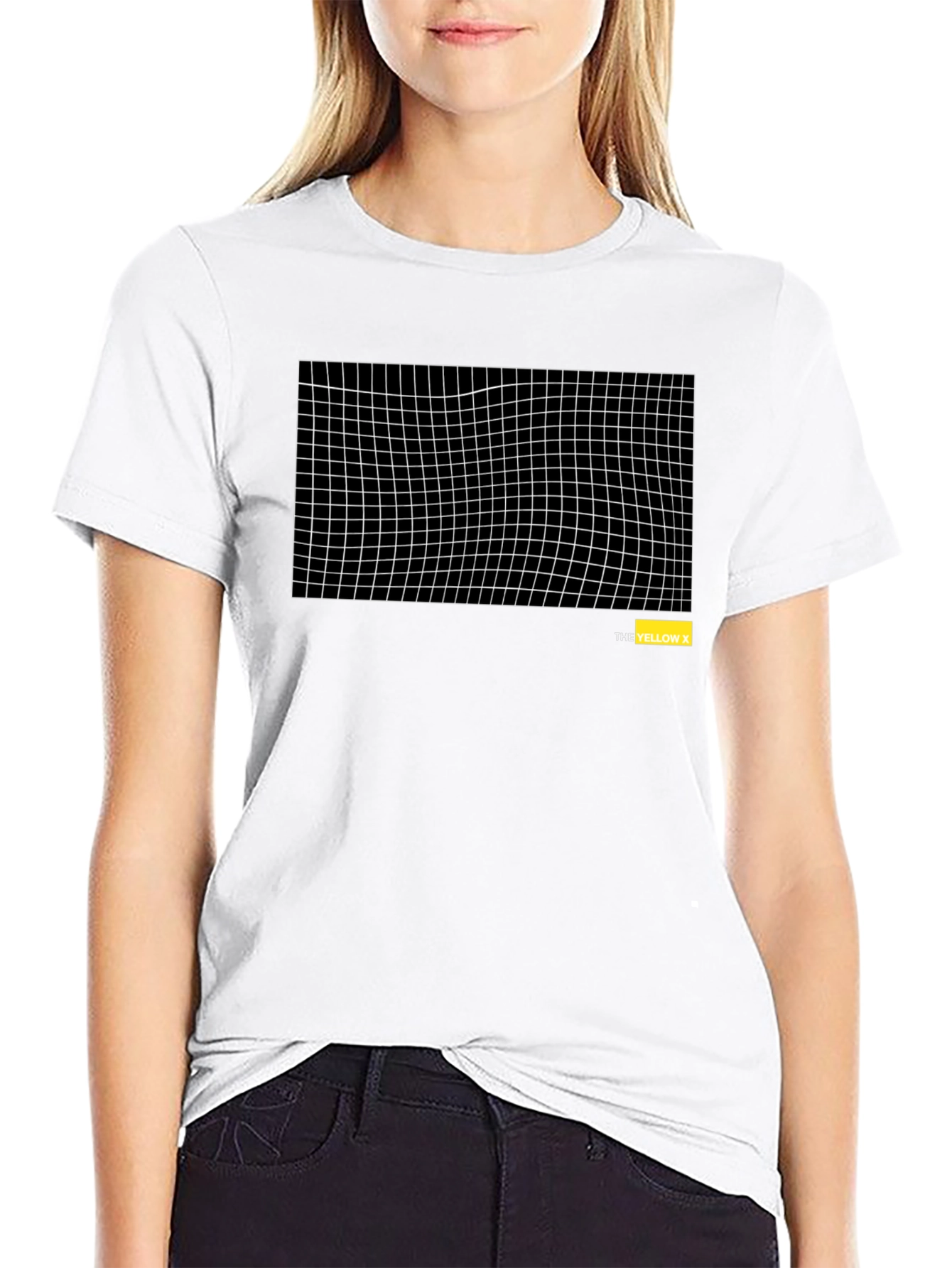 Abstract Grid Black T-Shirt