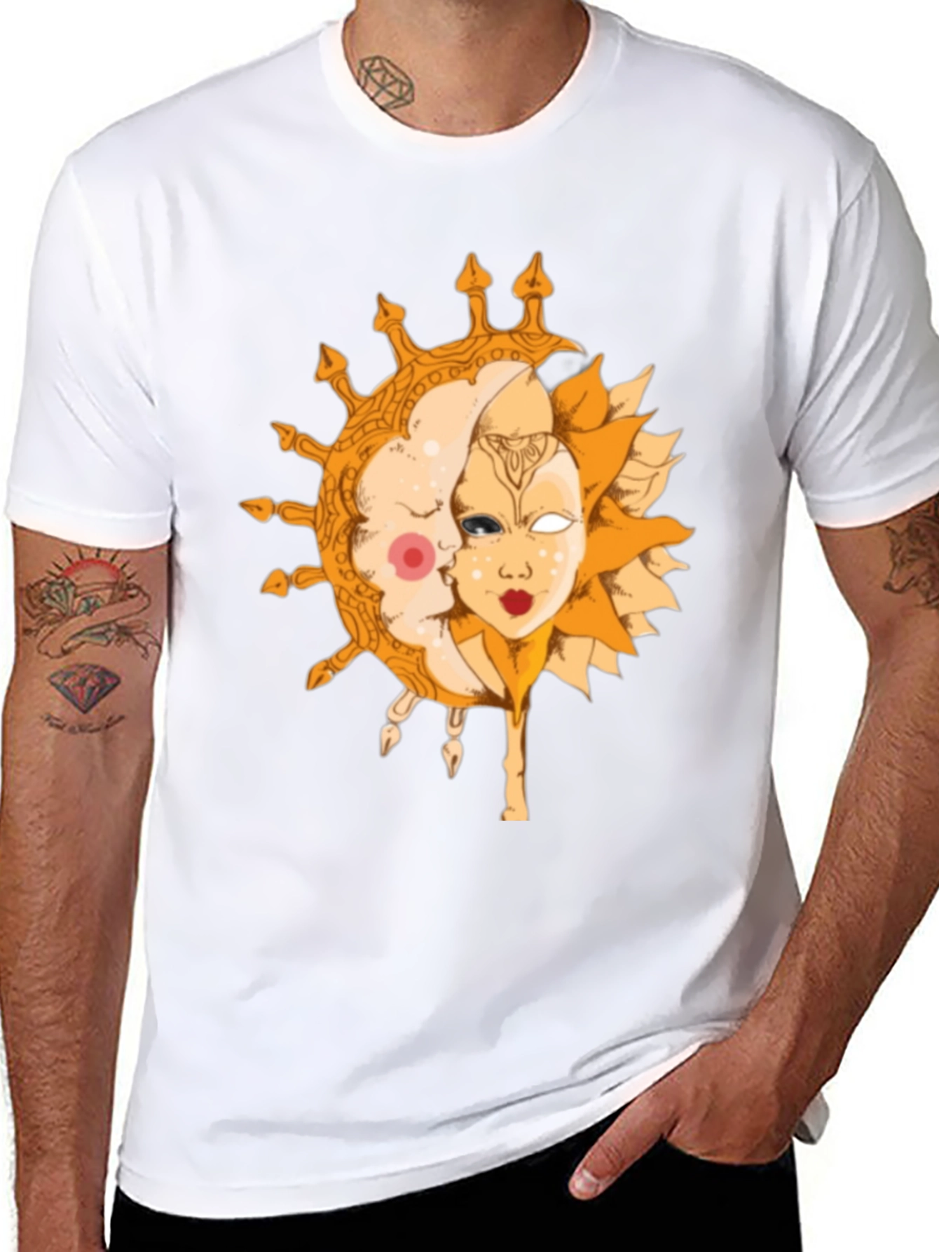 Sun and Moon Graphic Tee - Celestial Design