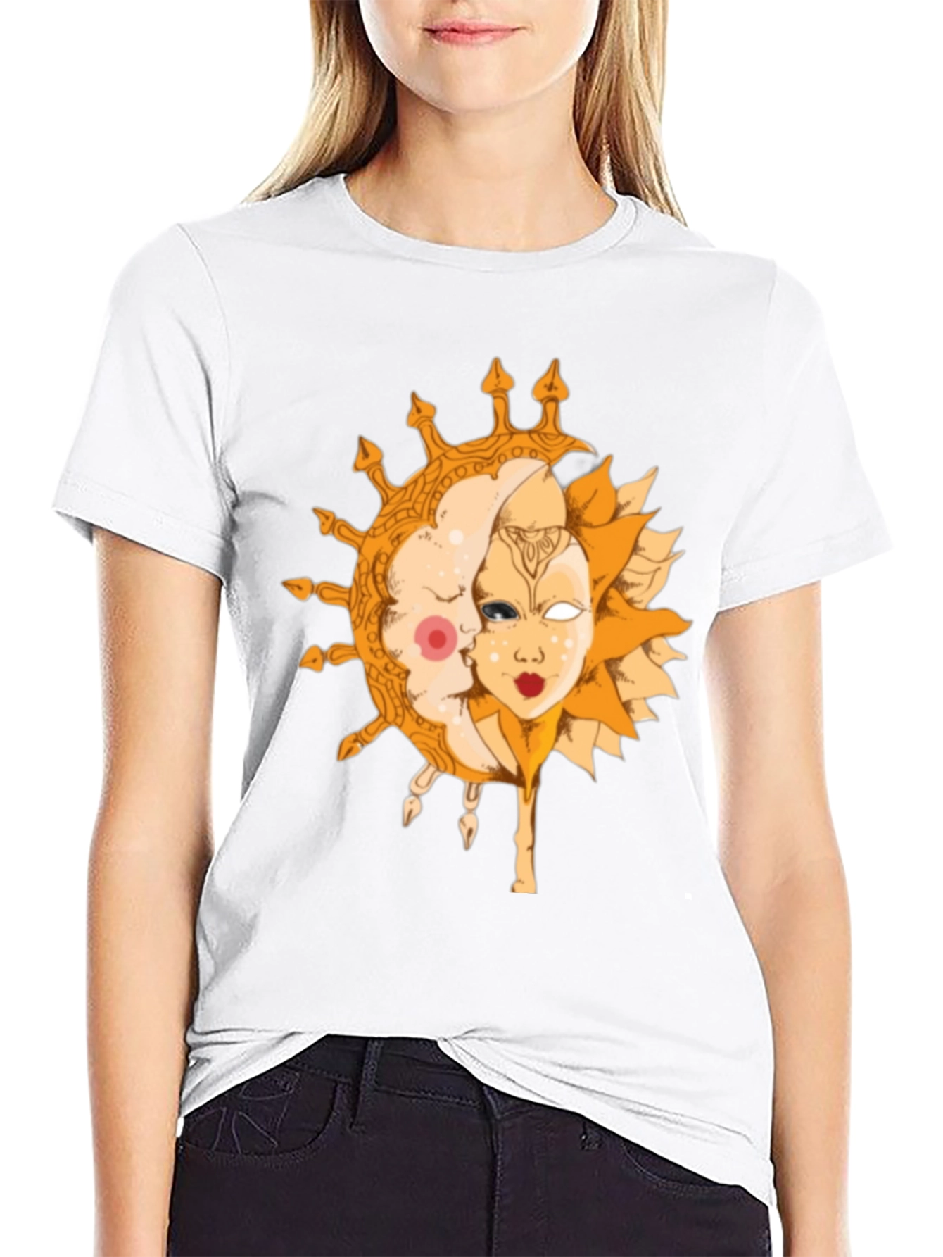 Sun and Moon Graphic Tee - Celestial Design
