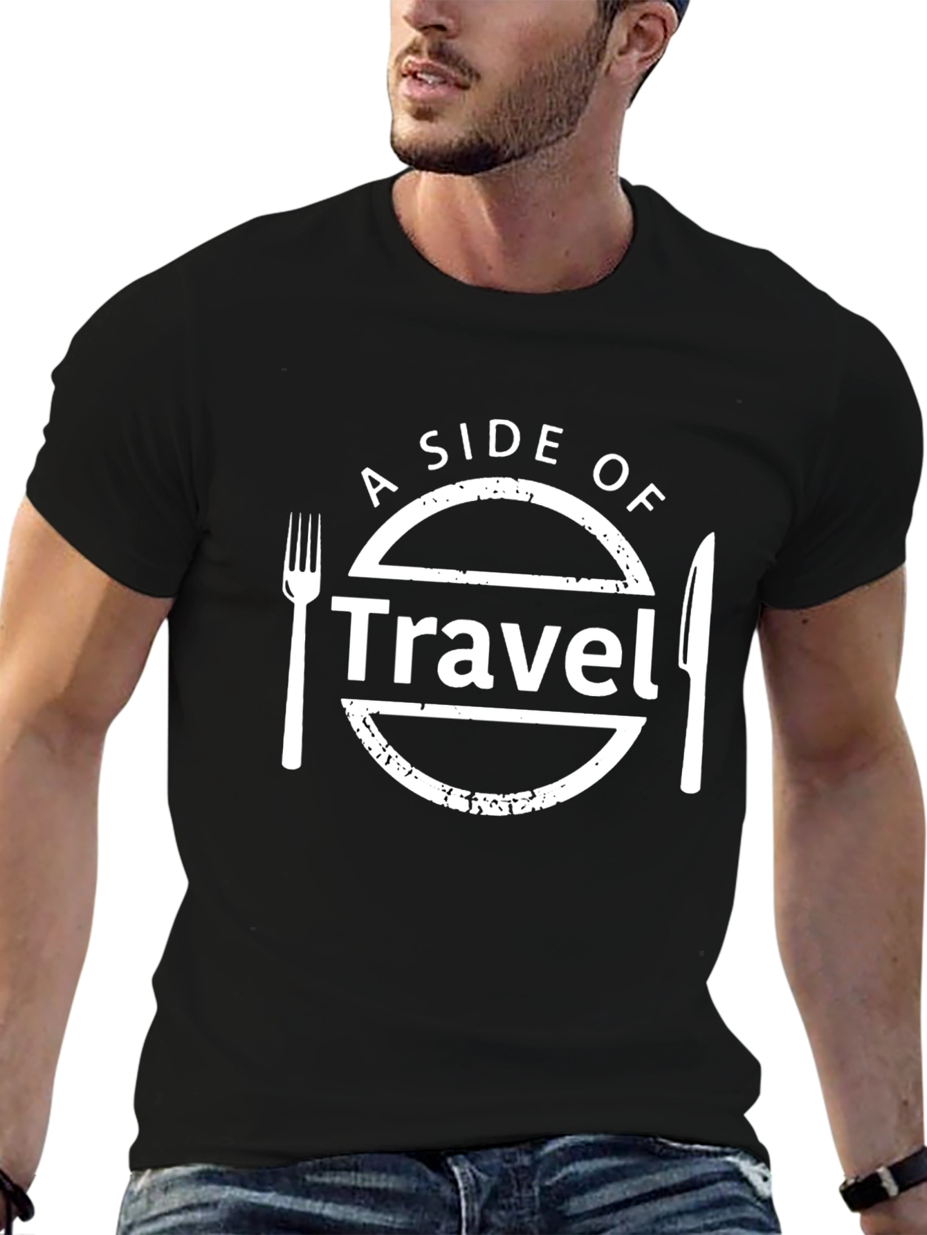 A Side Of Travel Black Graphic T-Shirt