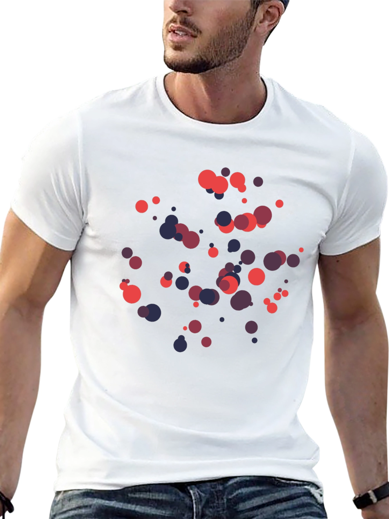 Abstract Dots Graphic Print Black T-Shirt