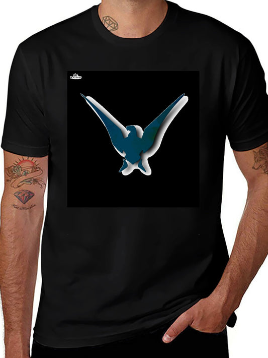 Abstract Bird Graphic T-Shirt - Black