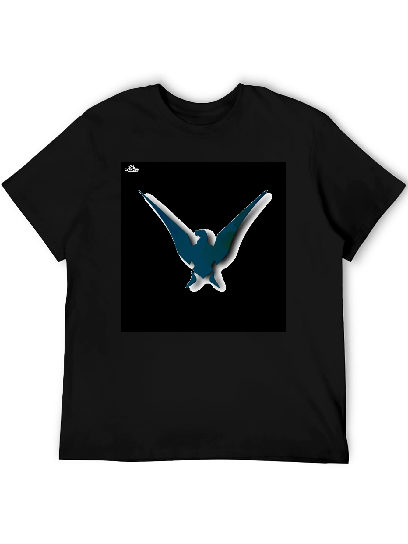 Abstract Bird Graphic T-Shirt - Black
