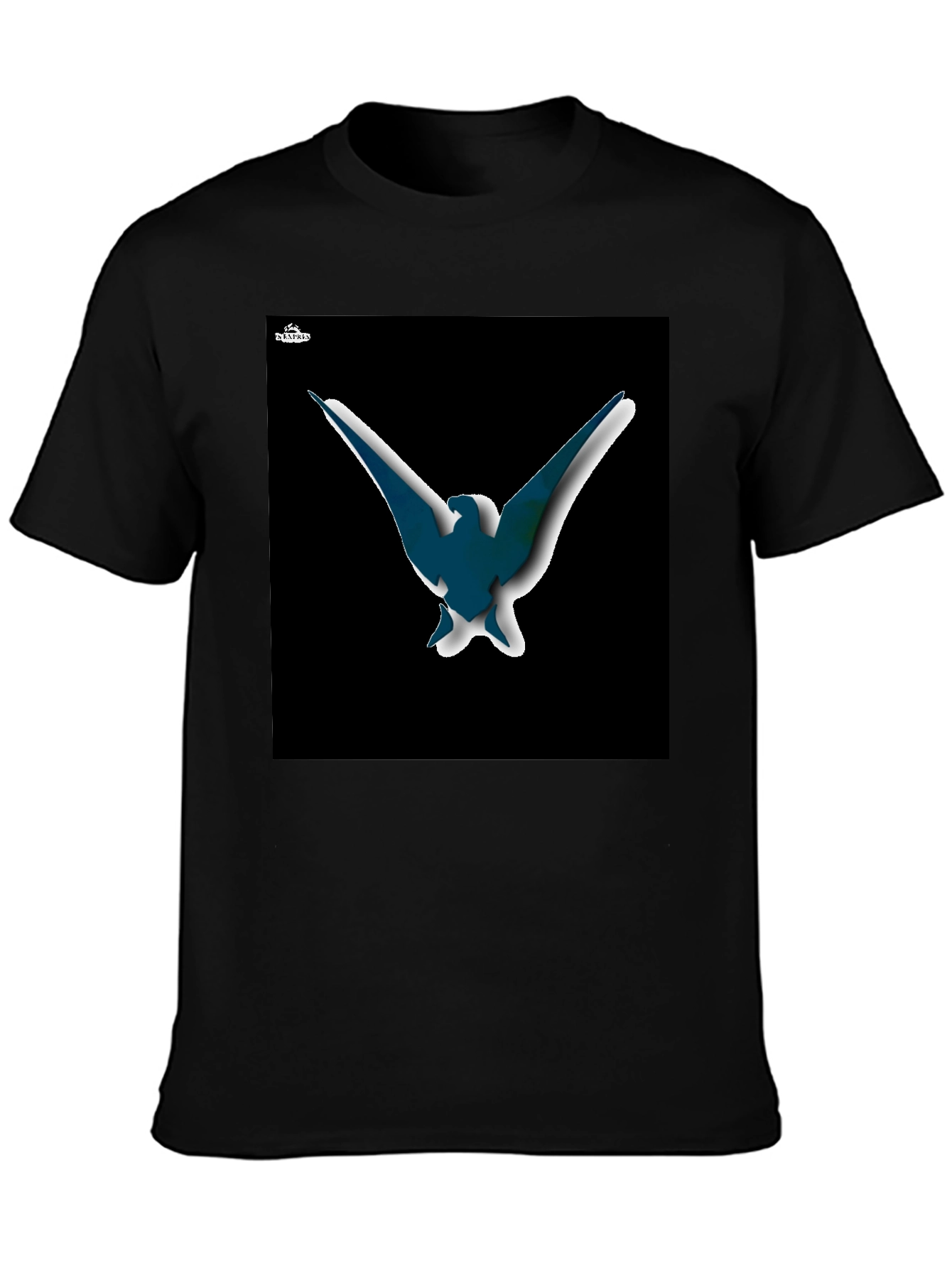 Abstract Bird Graphic T-Shirt - Black