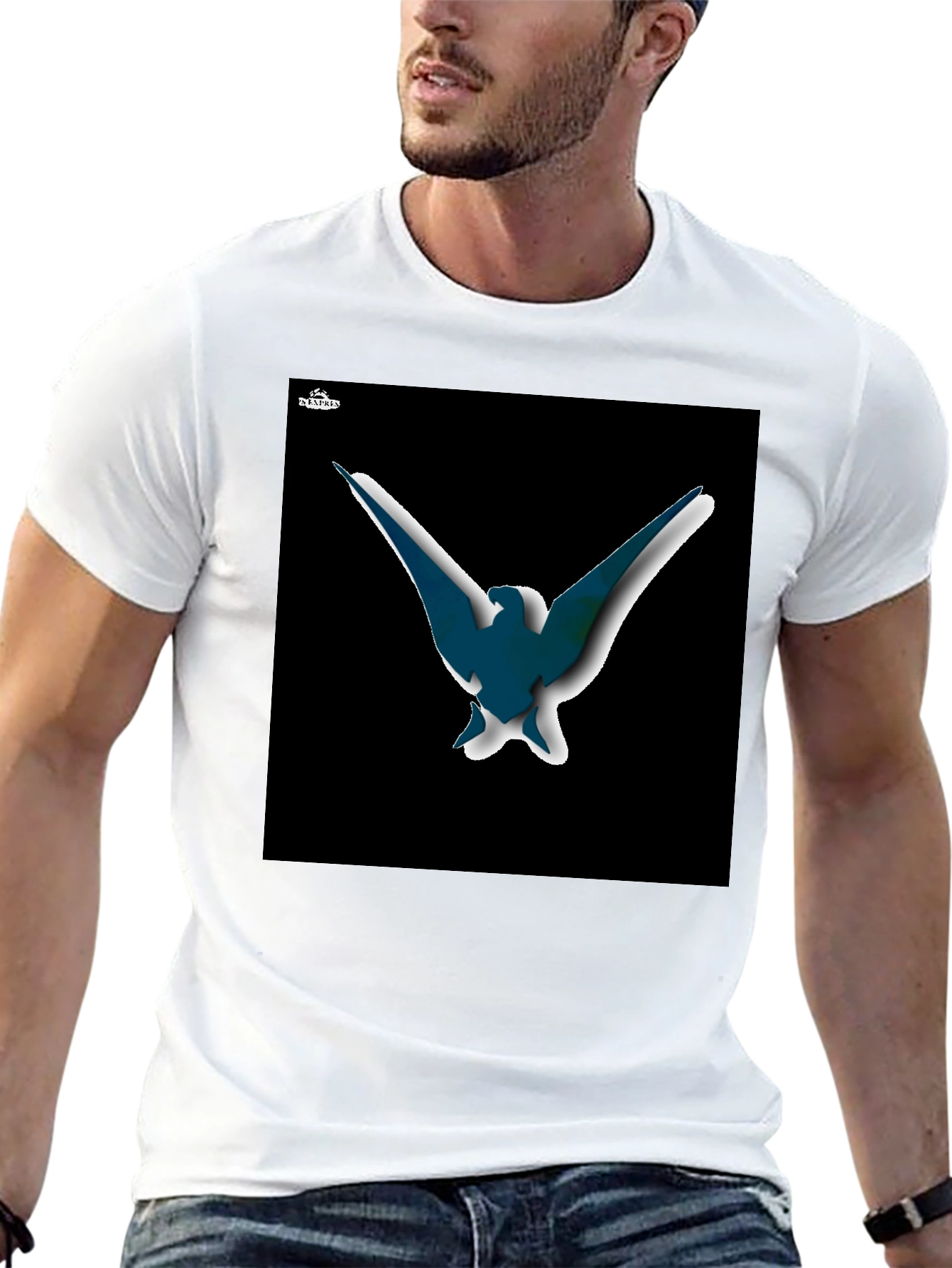 Abstract Bird Graphic T-Shirt - Black