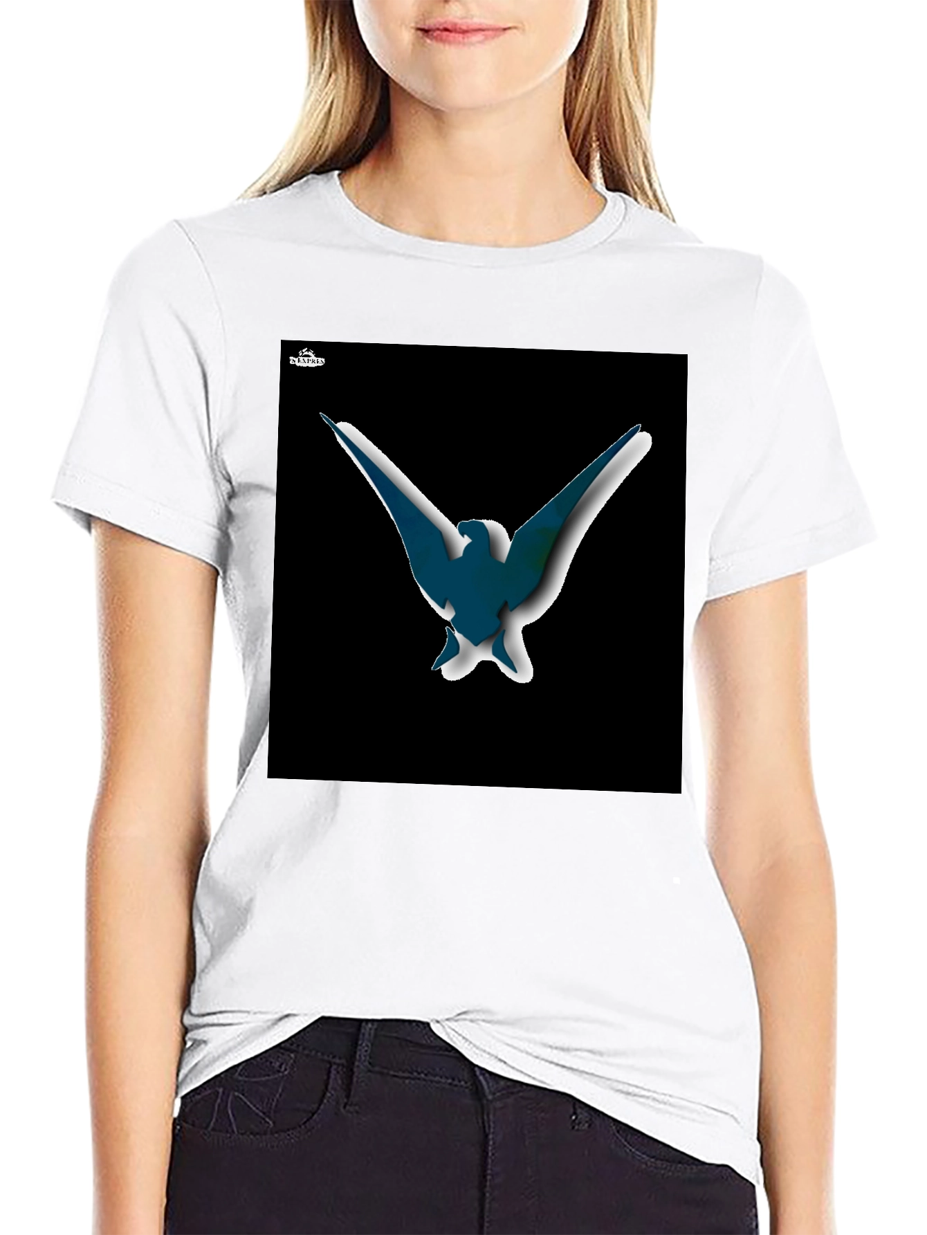 Abstract Bird Graphic T-Shirt - Black