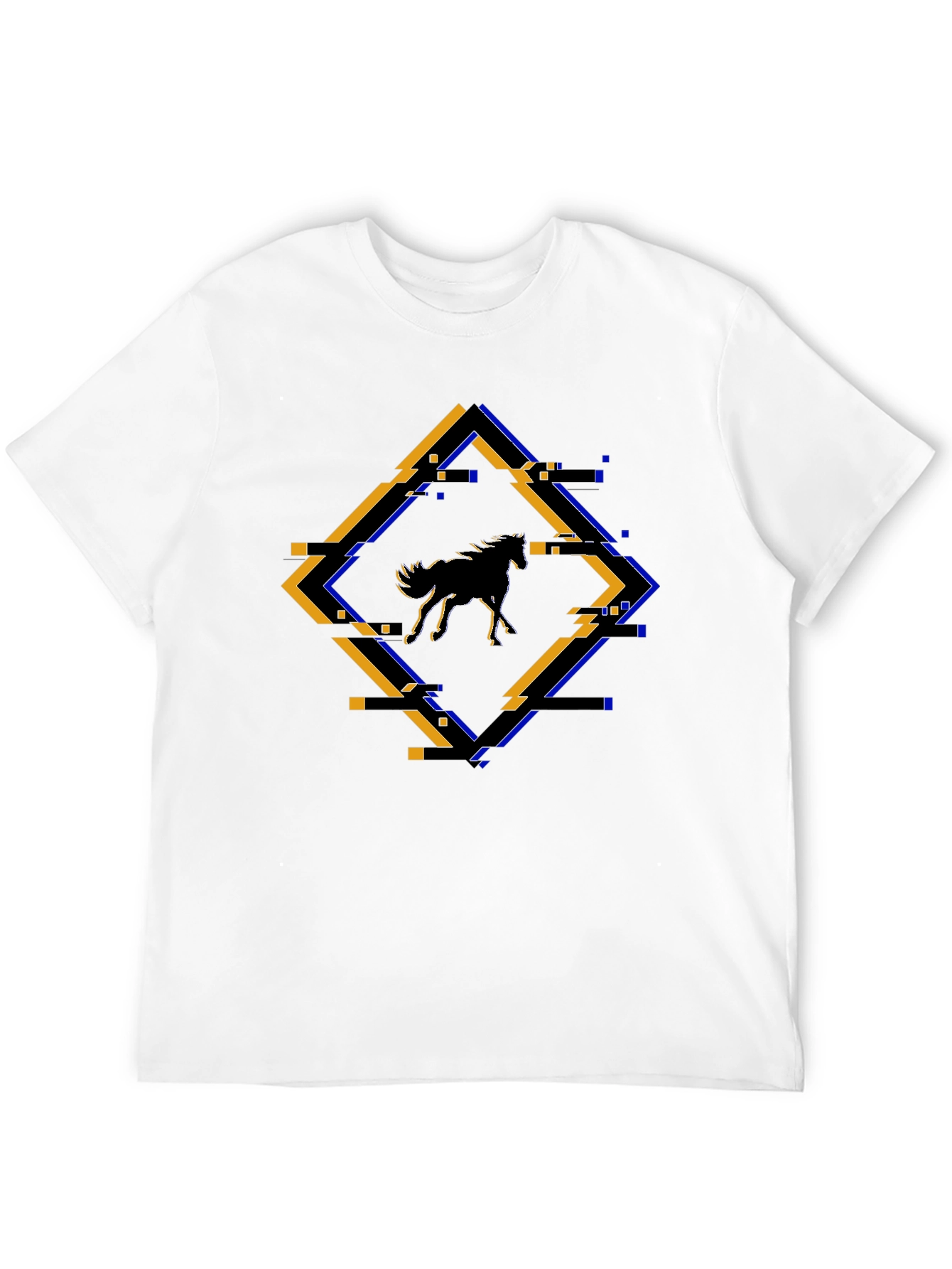 Abstract Horse Graphic Tee - Black Cotton Shirt