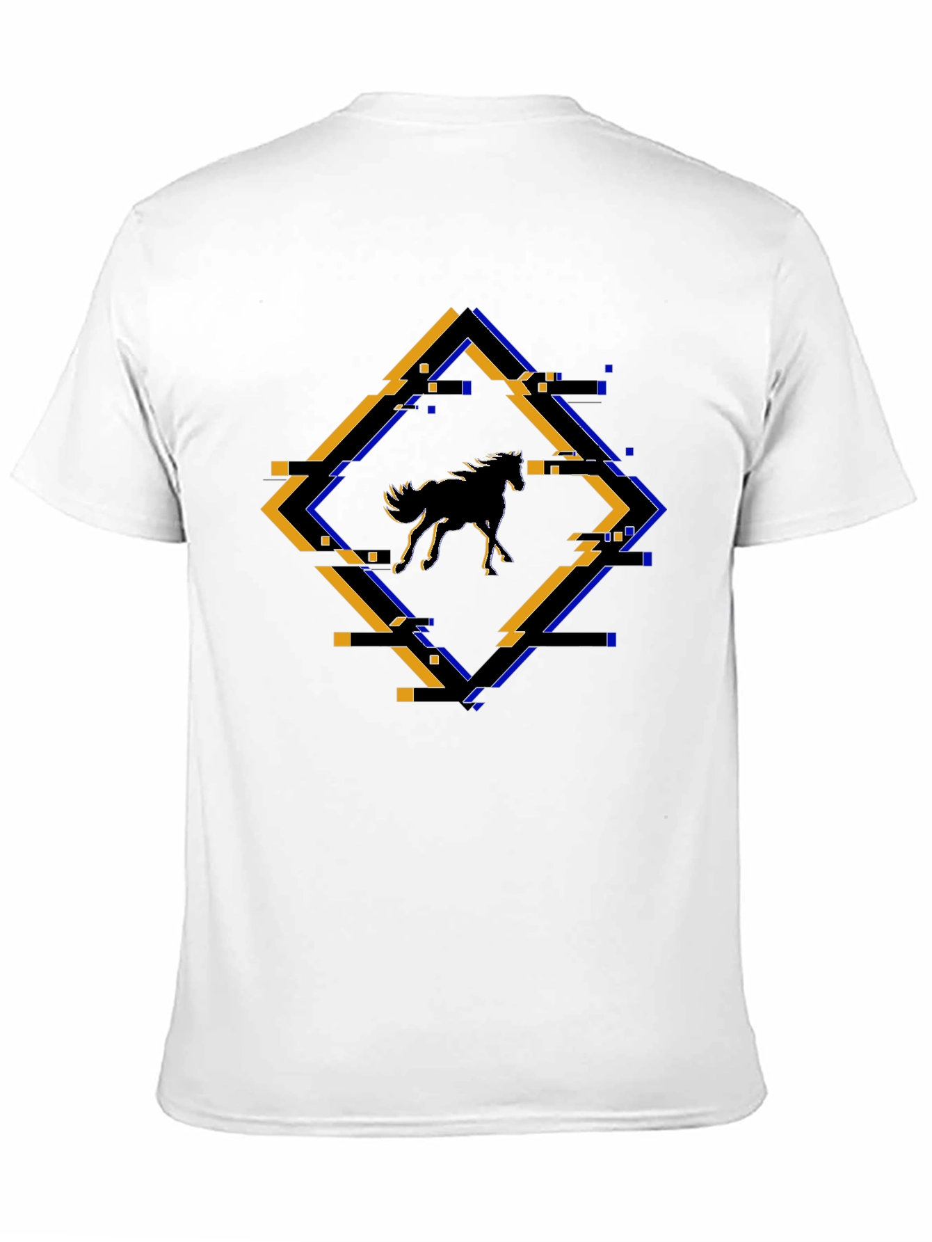 Abstract Horse Graphic Tee - Black Cotton Shirt