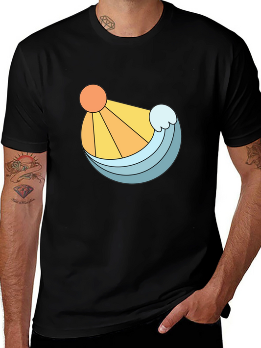 Sun & Wave Graphic Black T-Shirt