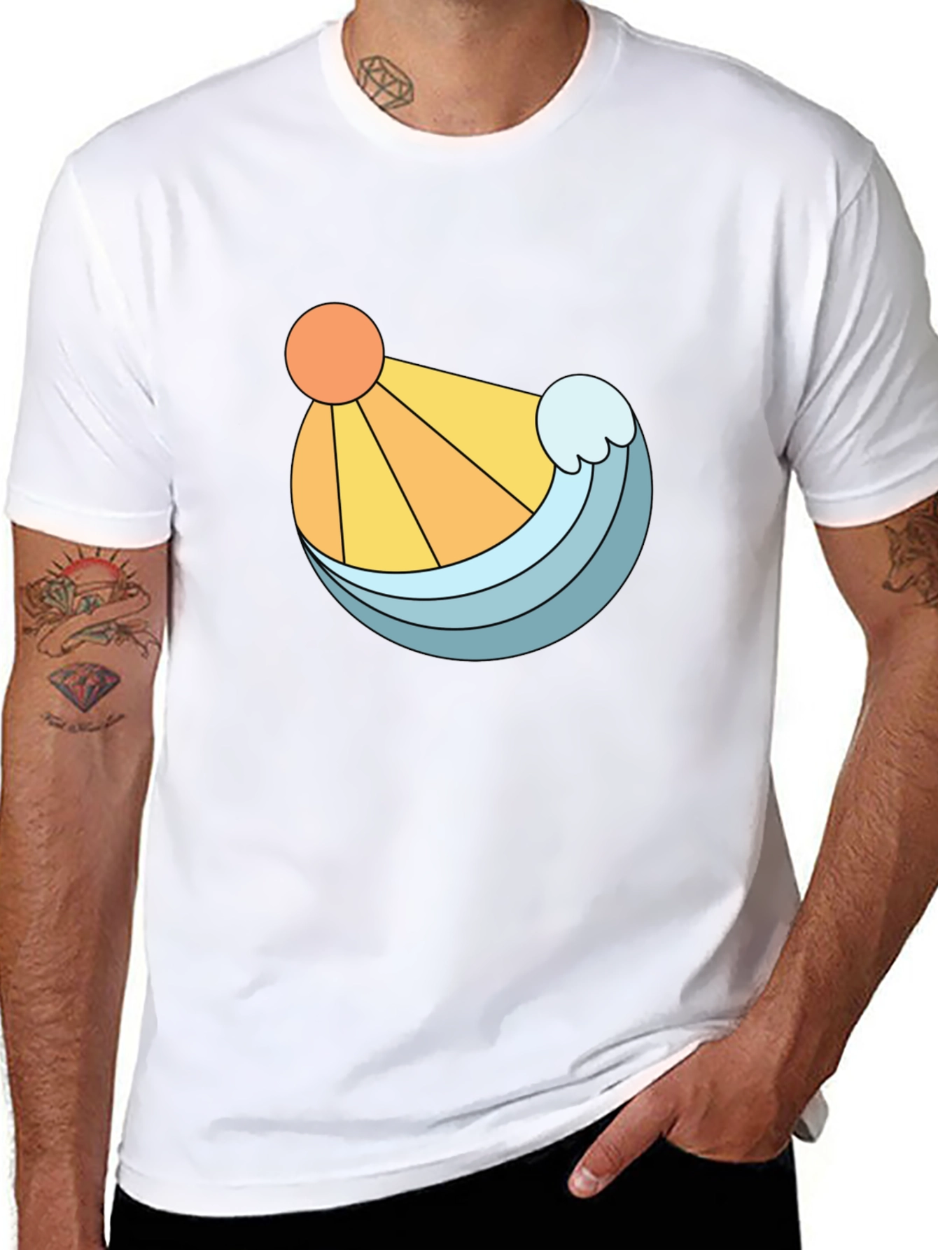 Sun & Wave Graphic Black T-Shirt