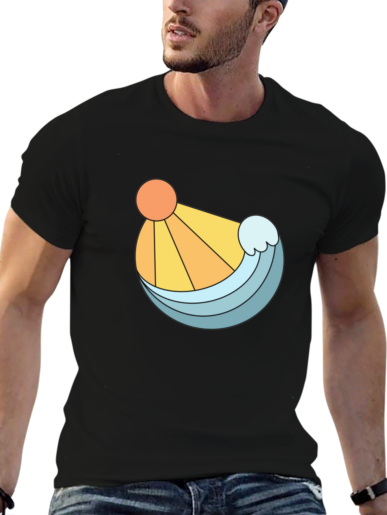 Sun & Wave Graphic Black T-Shirt
