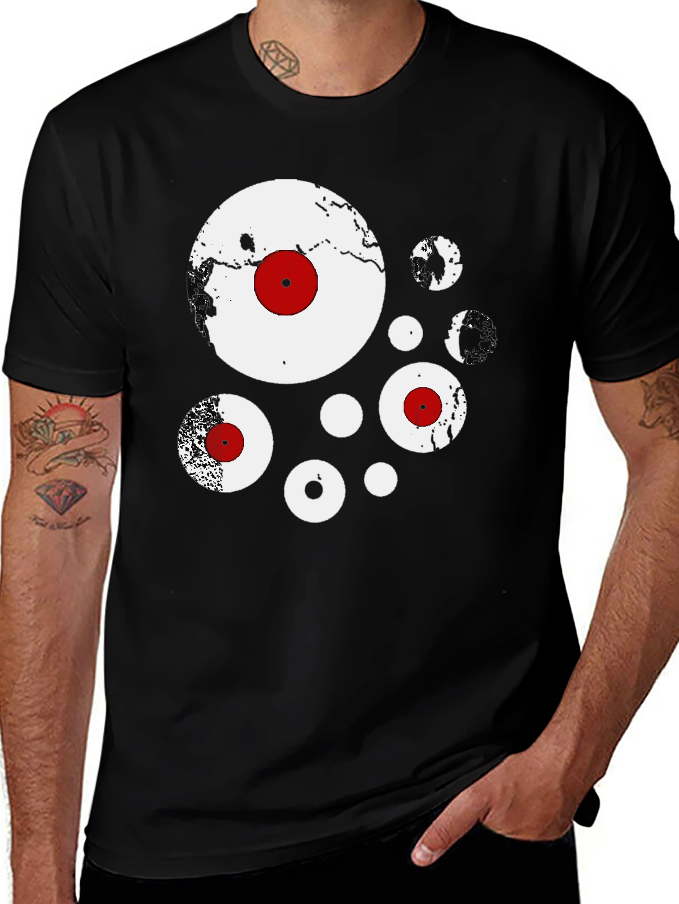 Abstract Circles Black Graphic Tee