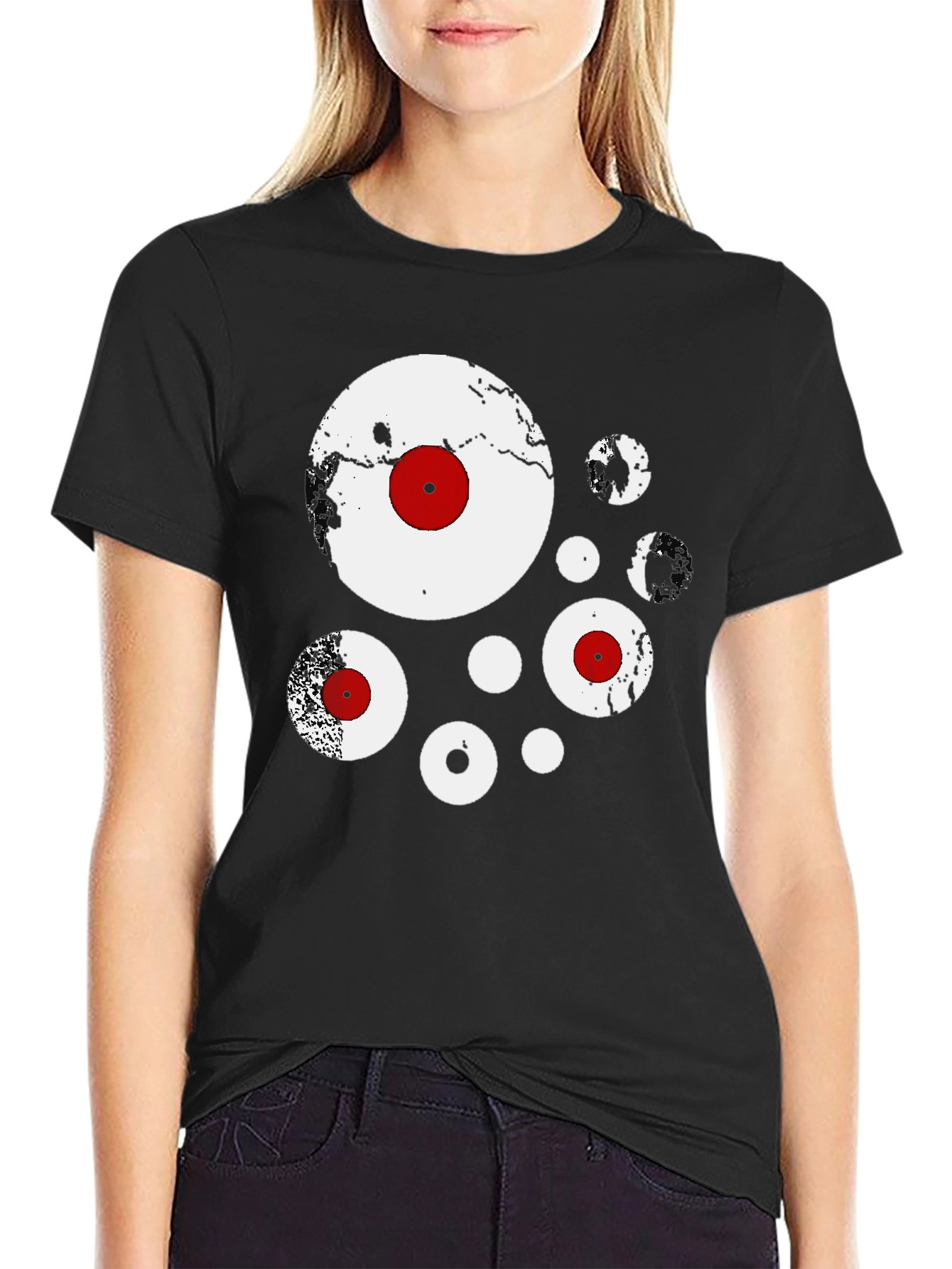 Abstract Circles Black Graphic Tee