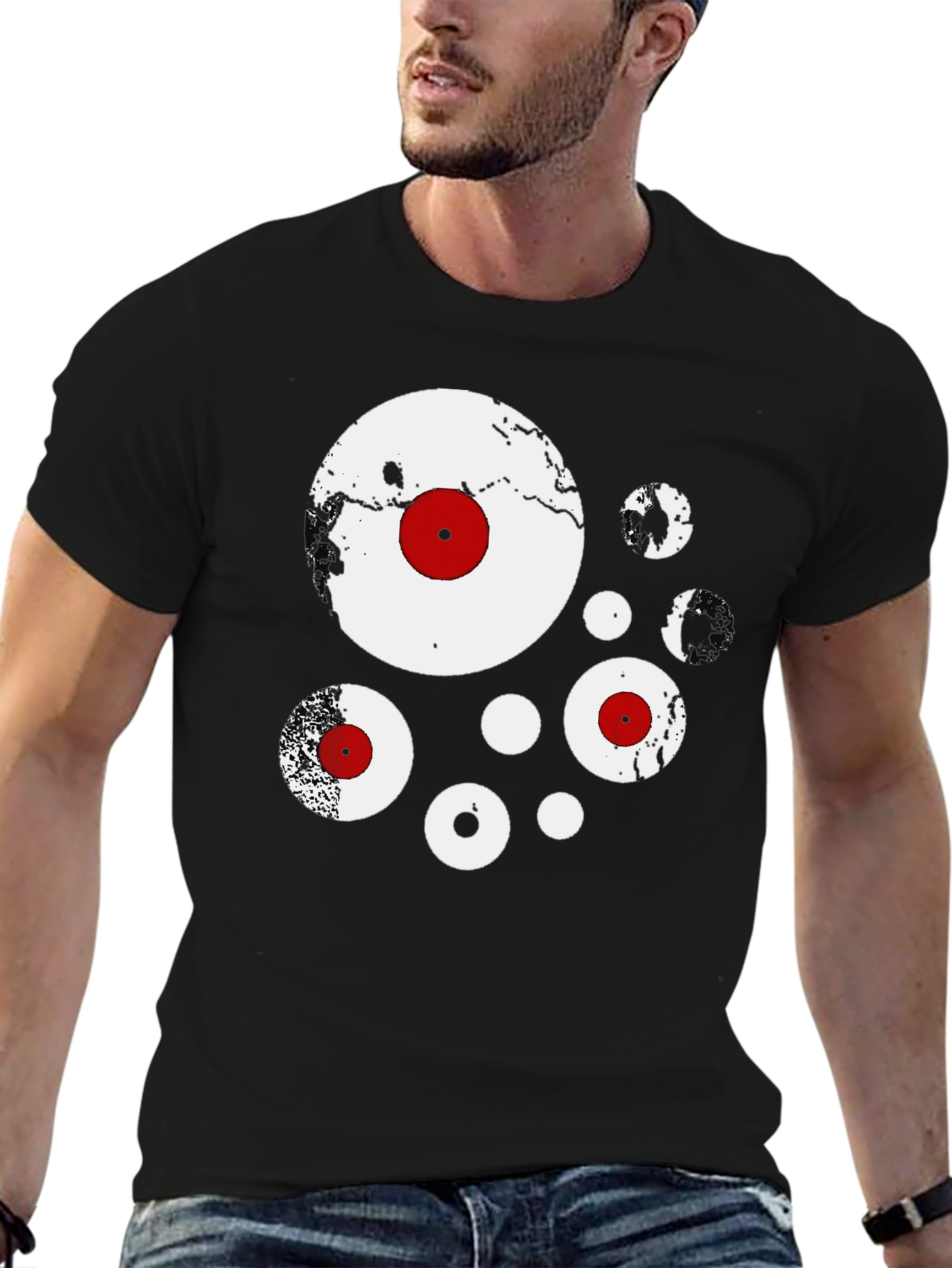 Abstract Circles Black Graphic Tee