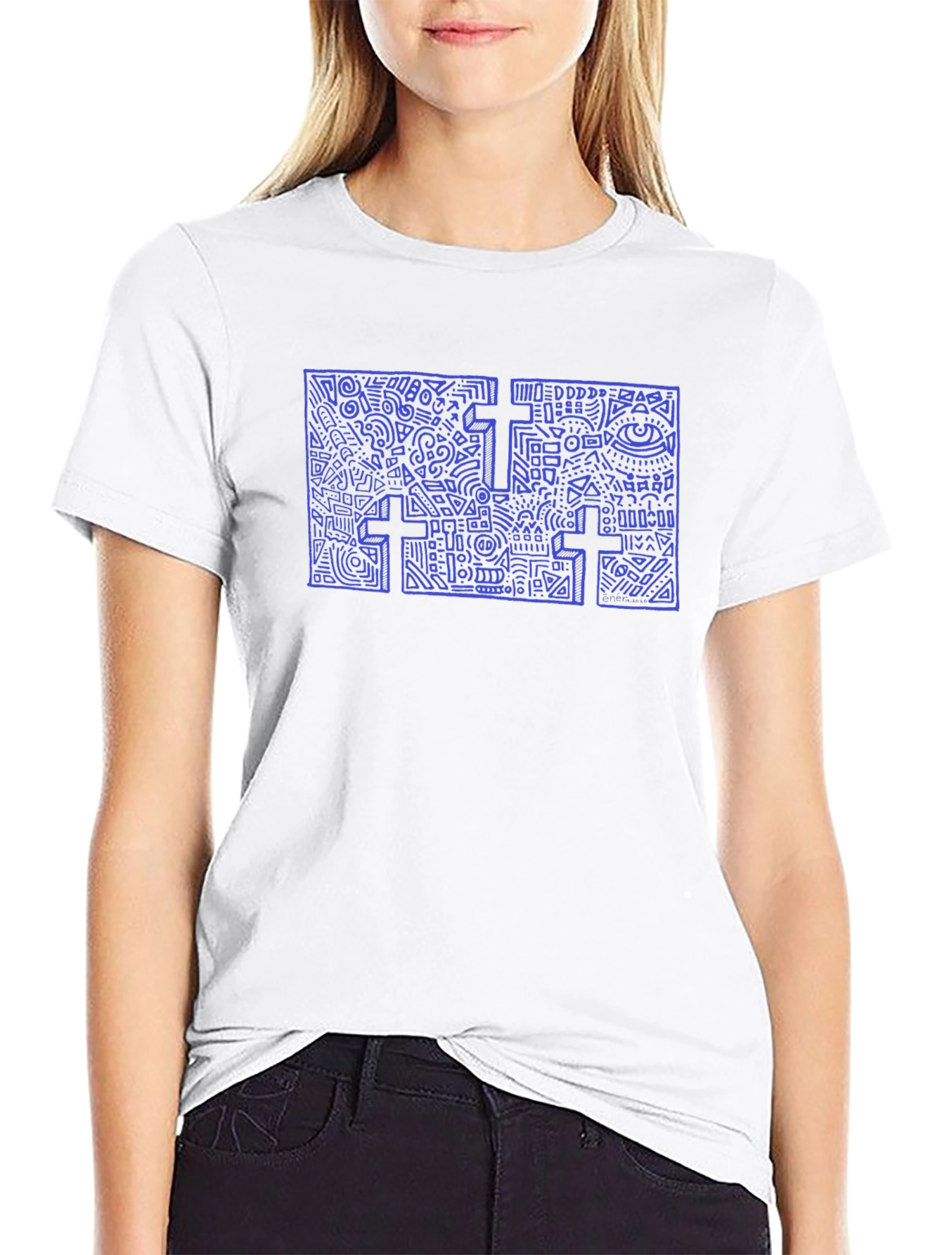Abstract Cross Graphic Tee - Stylish & Unique