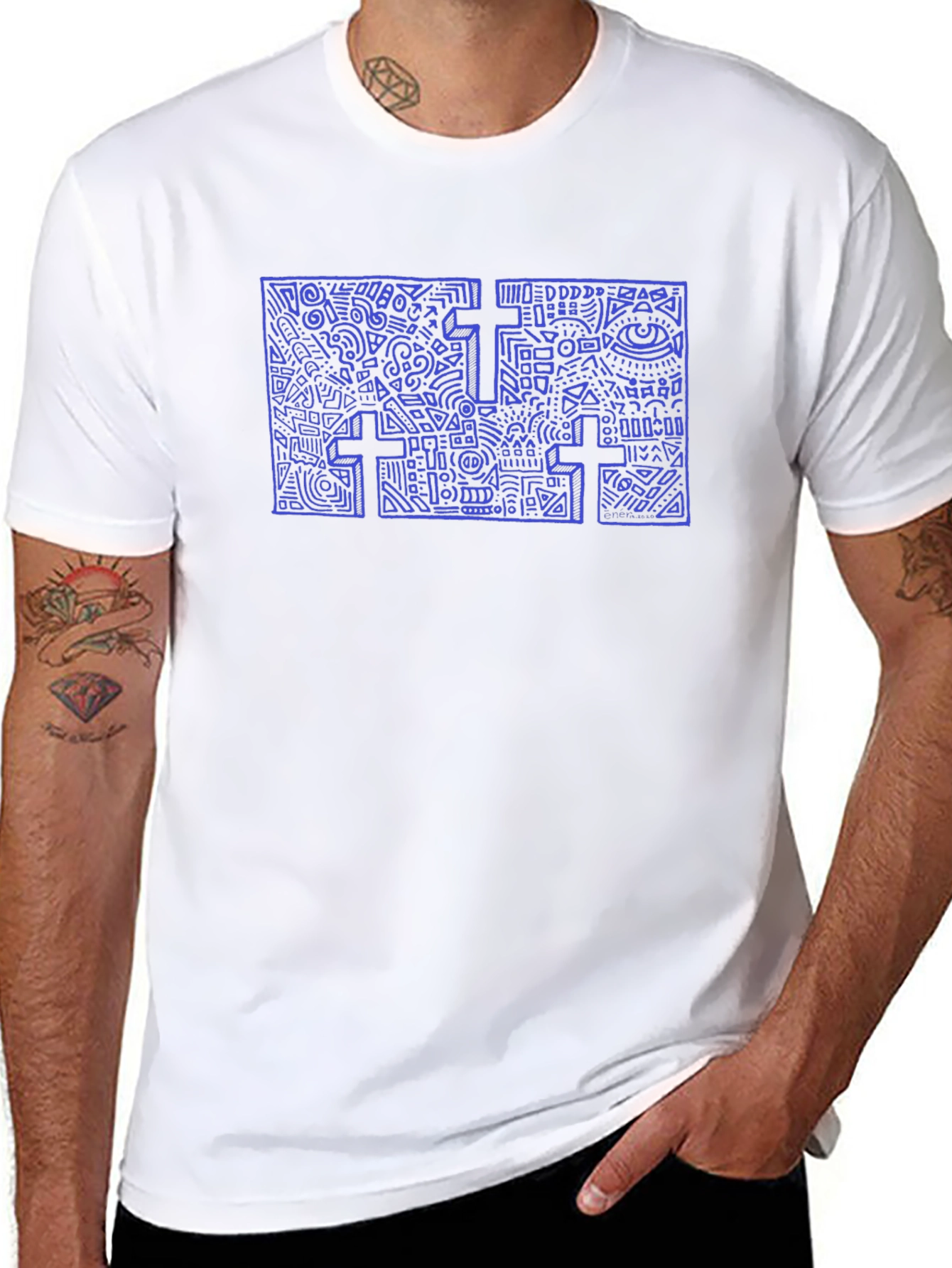 Abstract Cross Graphic Tee - Stylish & Unique