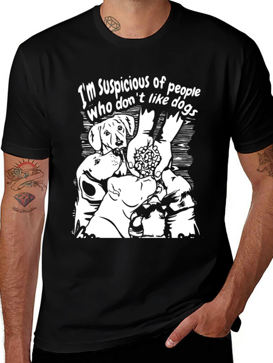 Suspicious Dog Lover Black T-Shirt