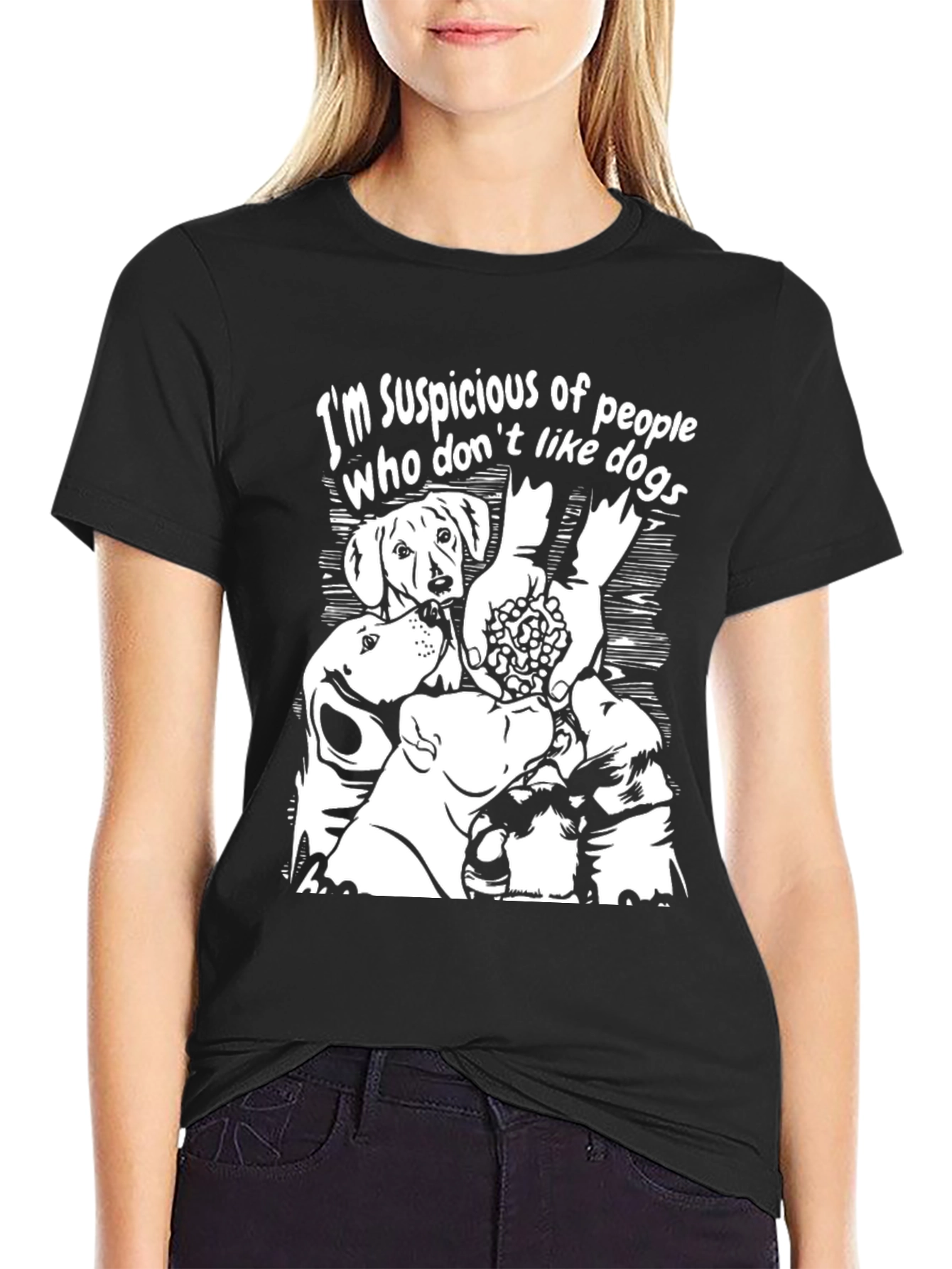 Suspicious Dog Lover Black T-Shirt