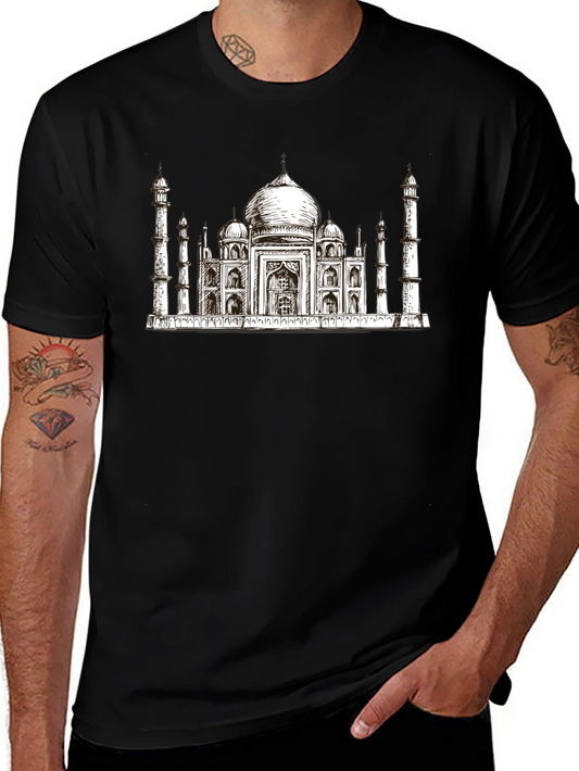 Taj Mahal Graphic Print Black T-Shirt