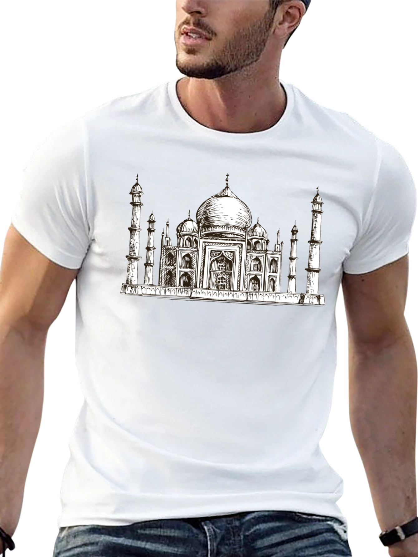 Taj Mahal Graphic Print Black T-Shirt