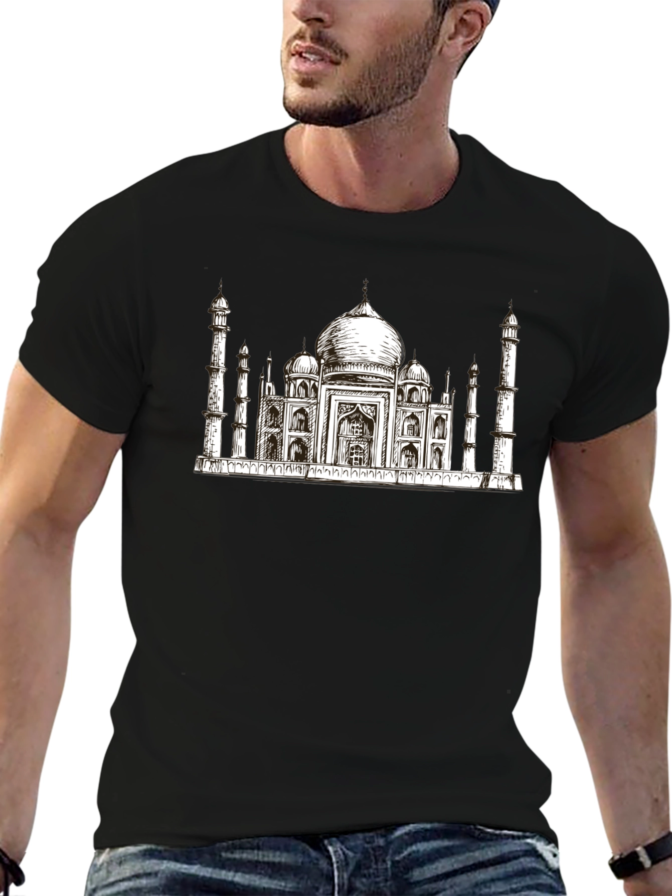 Taj Mahal Graphic Print Black T-Shirt