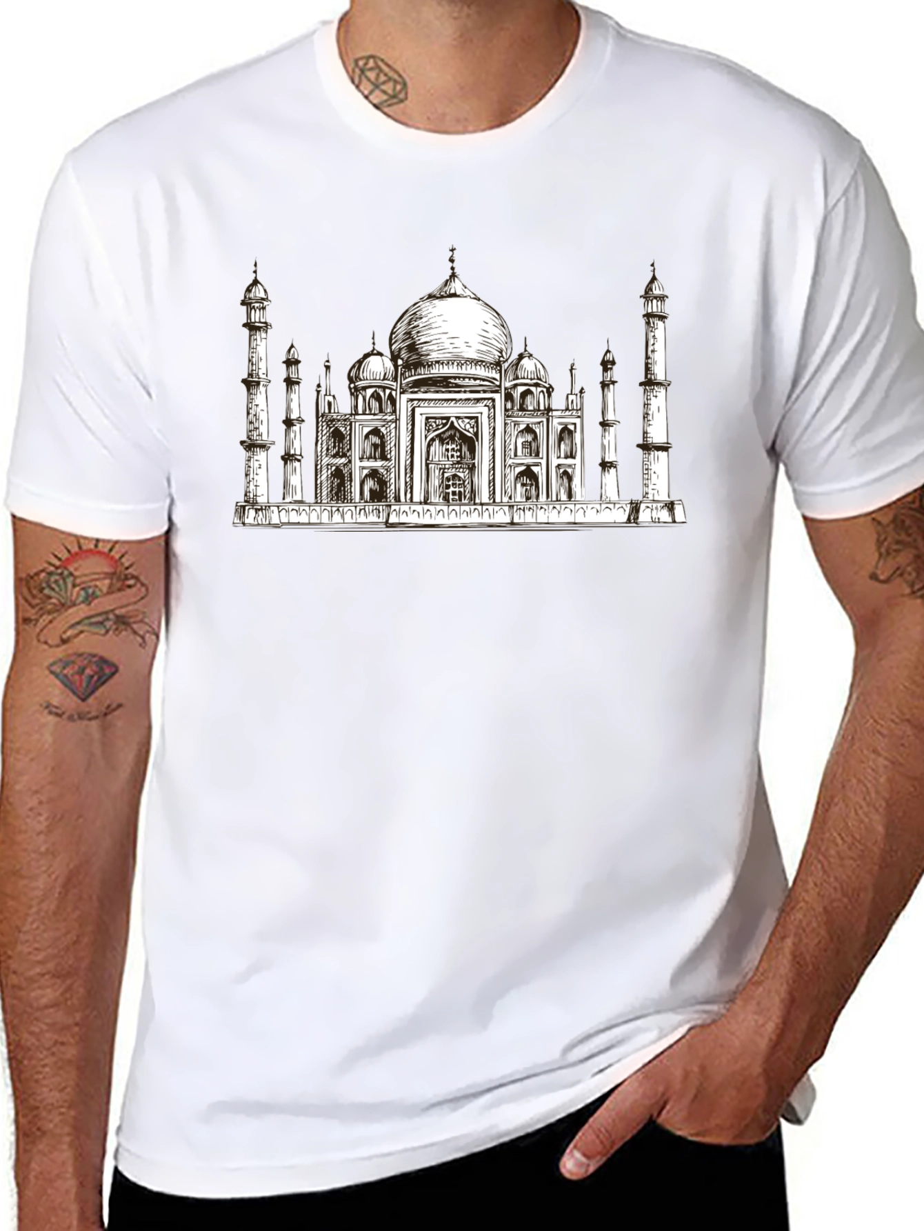 Taj Mahal Graphic Print Black T-Shirt