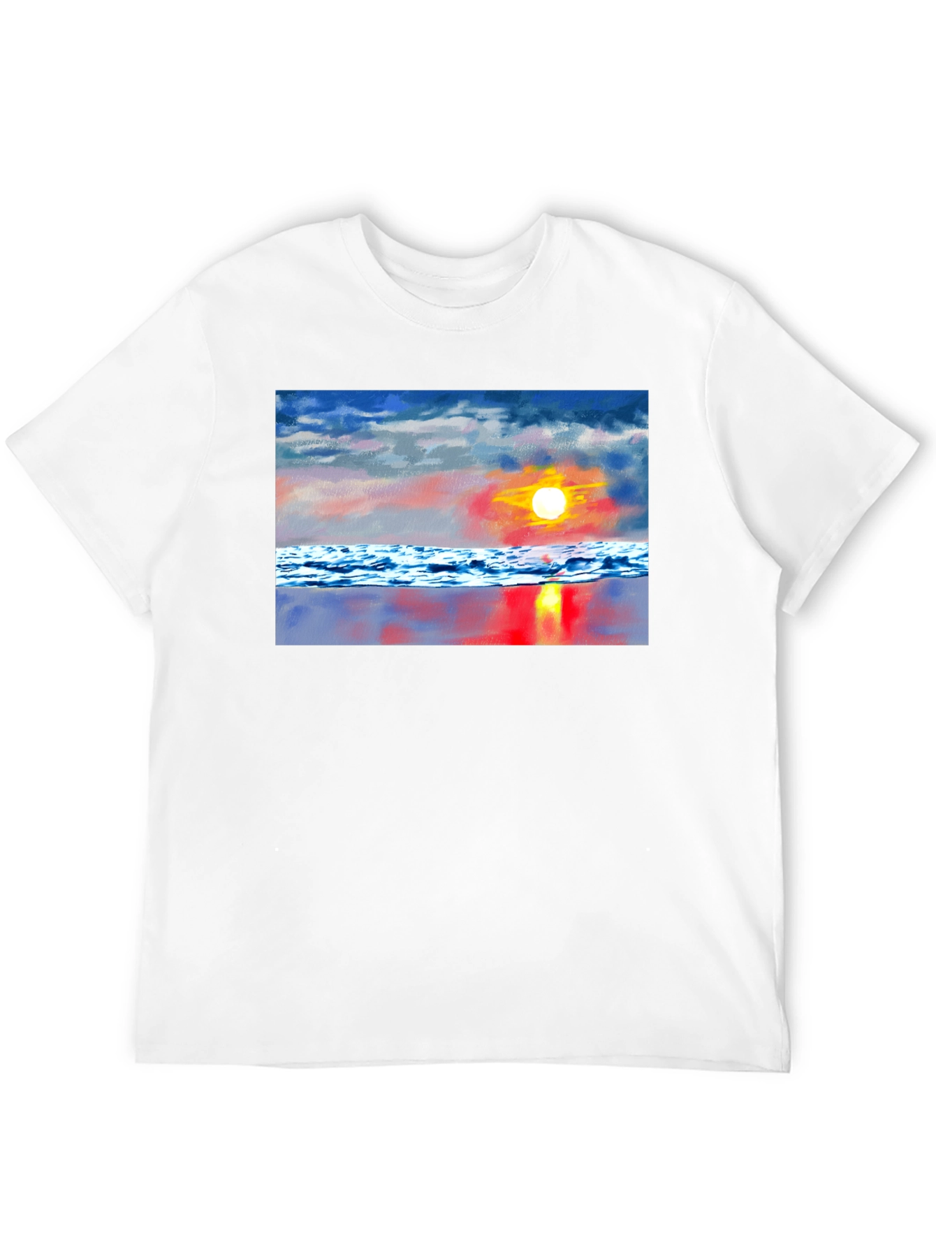 Sunset Beach Graphic Tee - Black Cotton T-Shirt