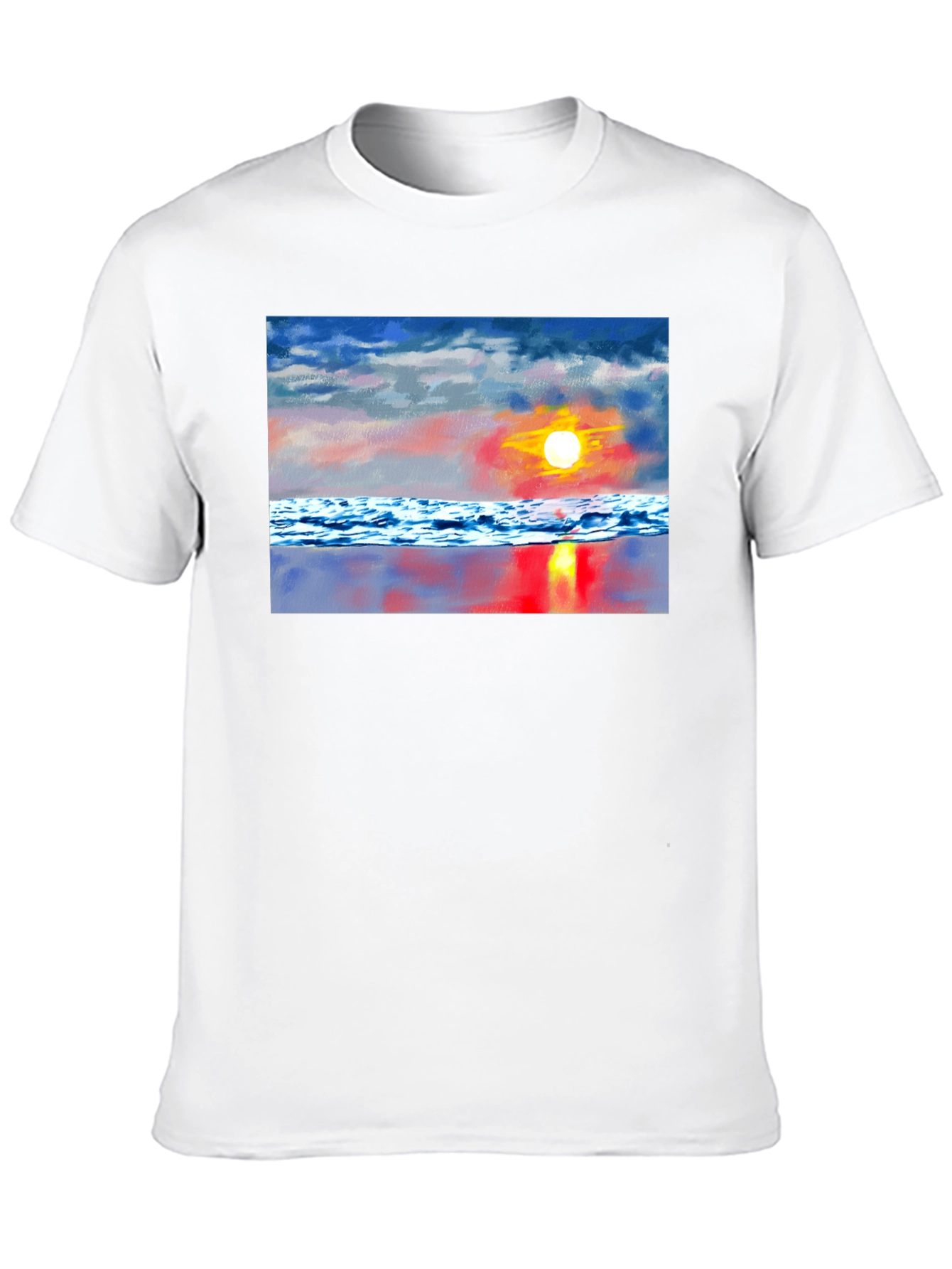 Sunset Beach Graphic Tee - Black Cotton T-Shirt