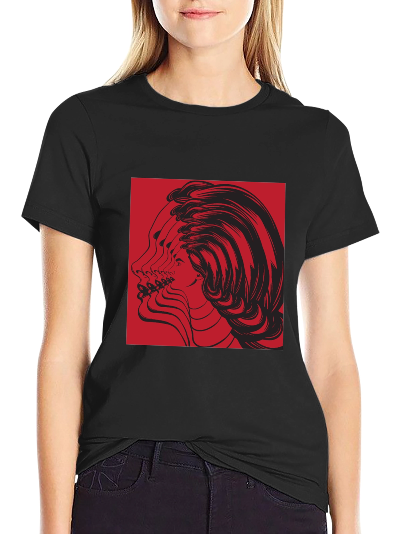 Abstract Portrait Graphic Tee - Black Unisex T-Shirt
