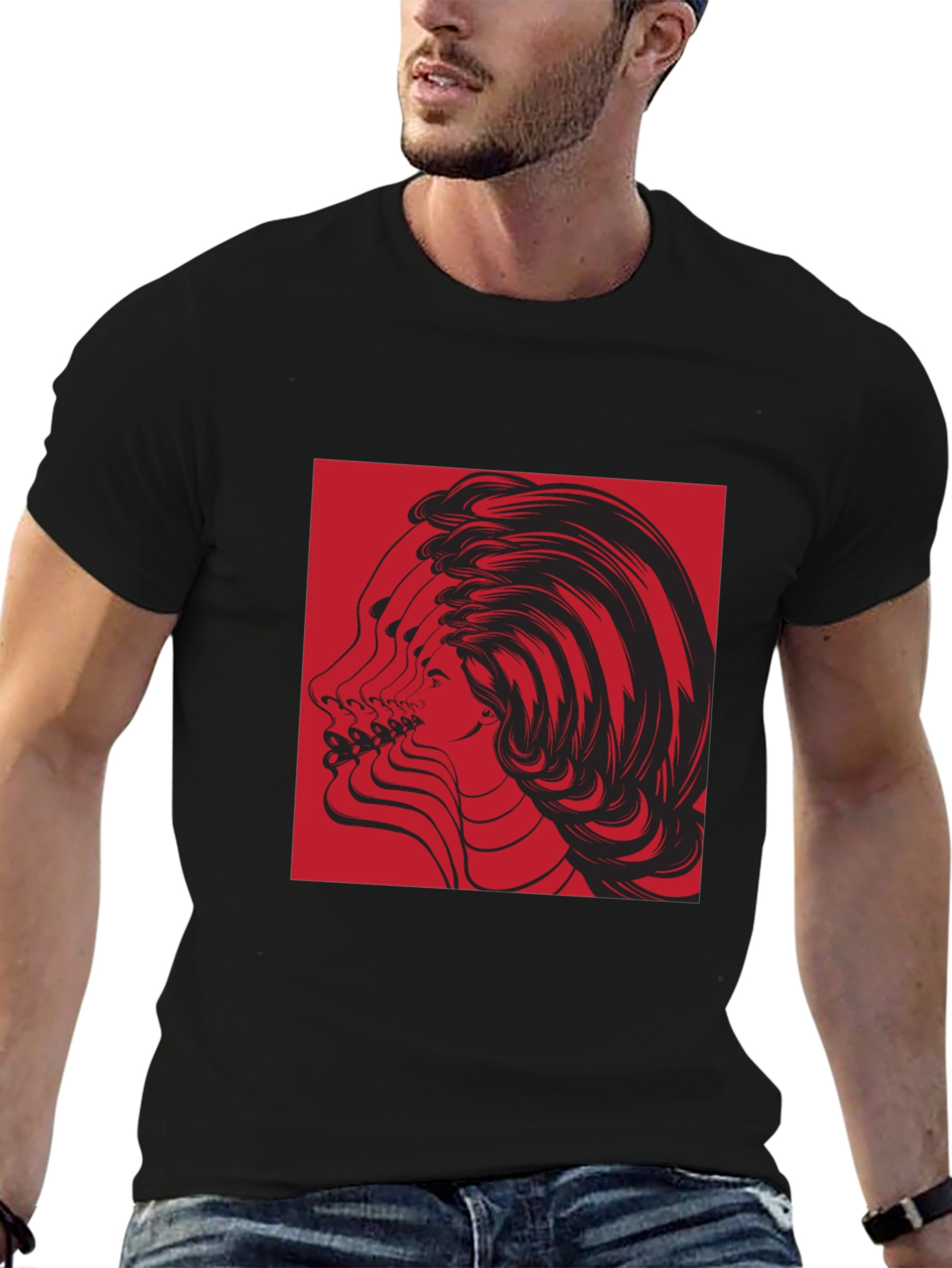 Abstract Portrait Graphic Tee - Black Unisex T-Shirt