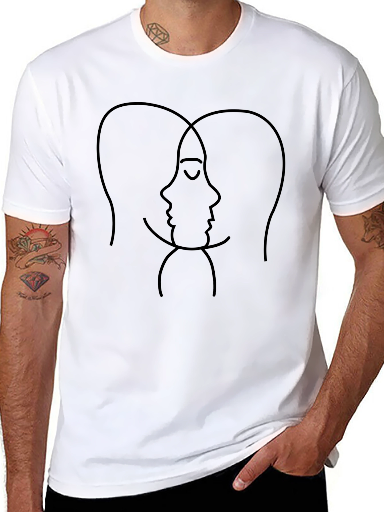 Abstract Faces Graphic Black T-Shirt