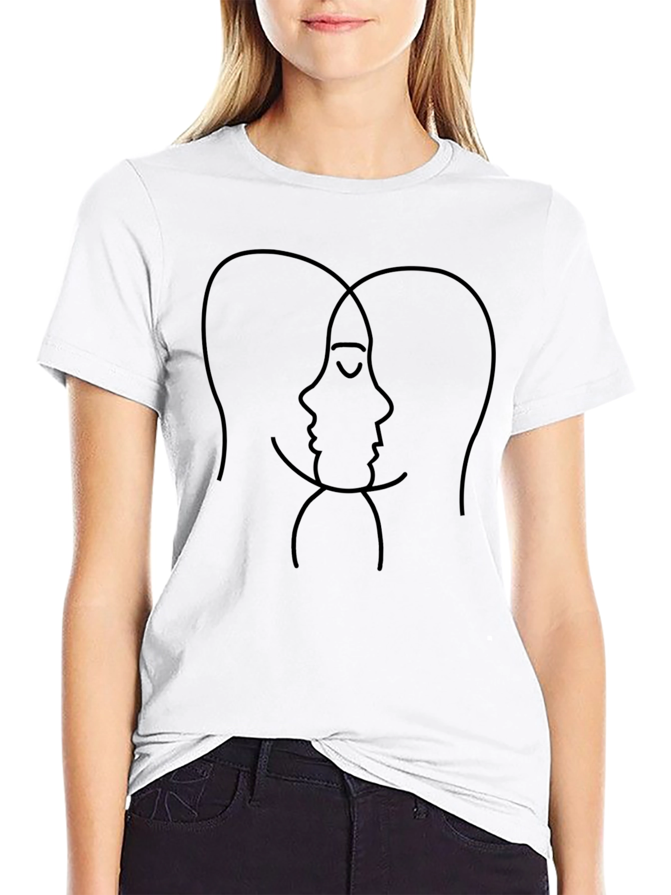Abstract Faces Graphic Black T-Shirt