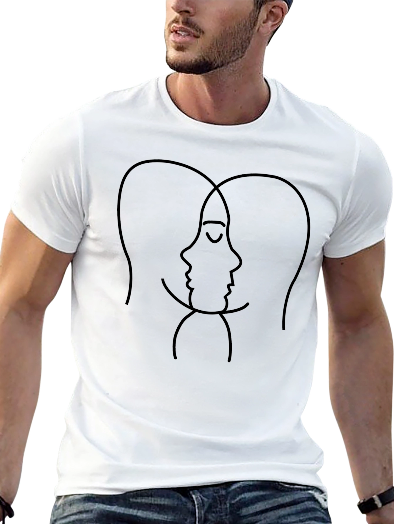 Abstract Faces Graphic Black T-Shirt