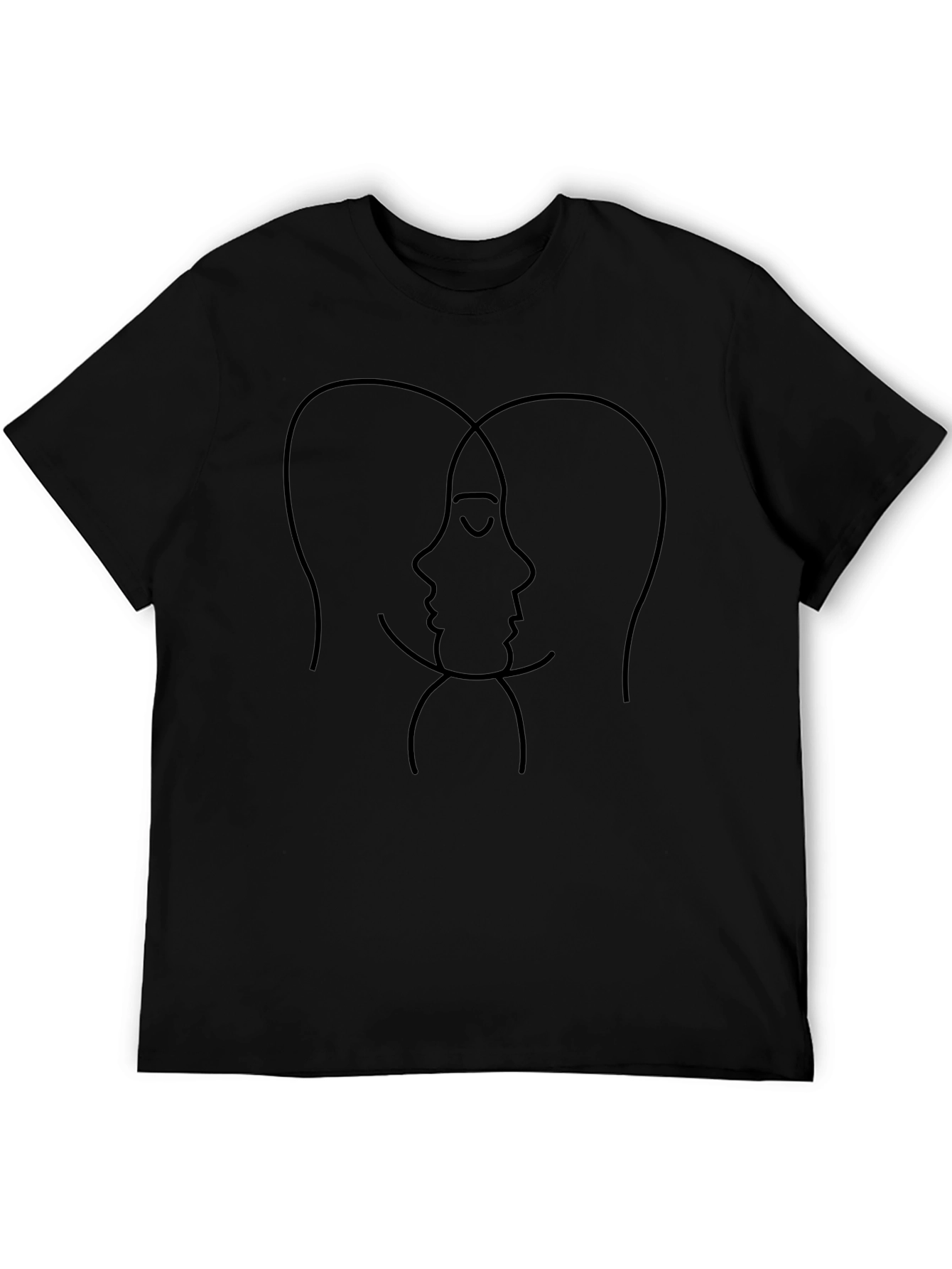 Abstract Faces Graphic Black T-Shirt