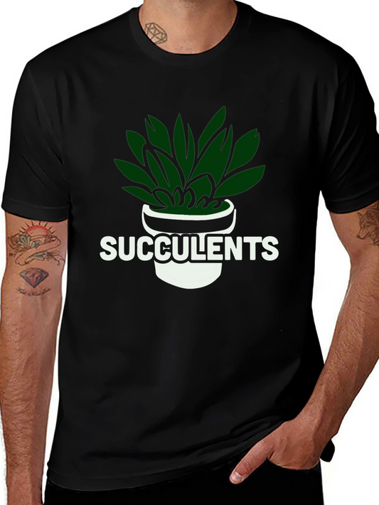 Succulents Graphic Tee - Black Cotton T-Shirt