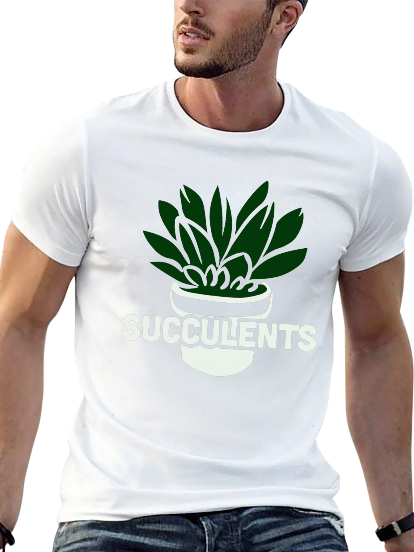 Succulents Graphic Tee - Black Cotton T-Shirt