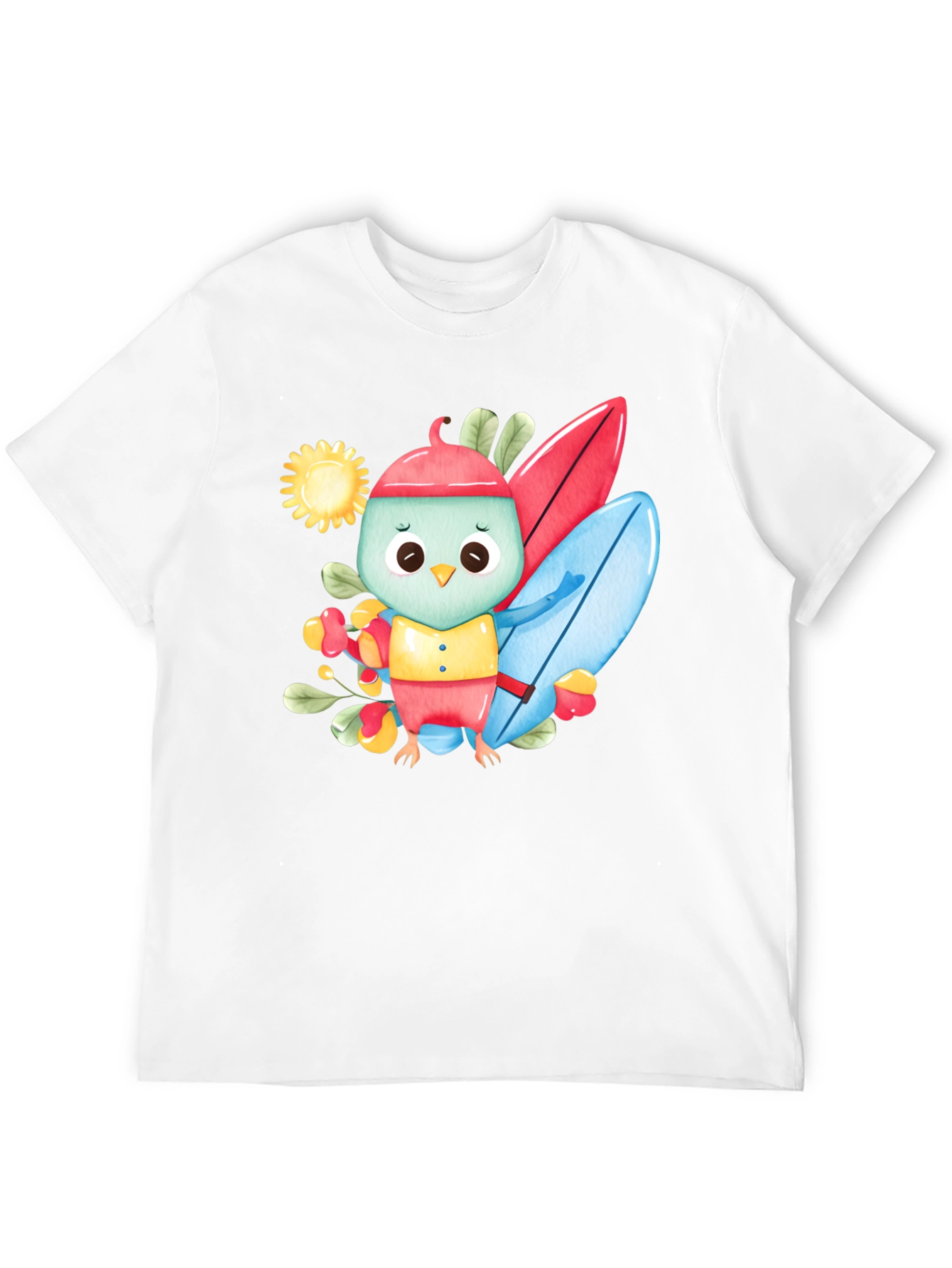 Surfing Bird Black T-Shirt
