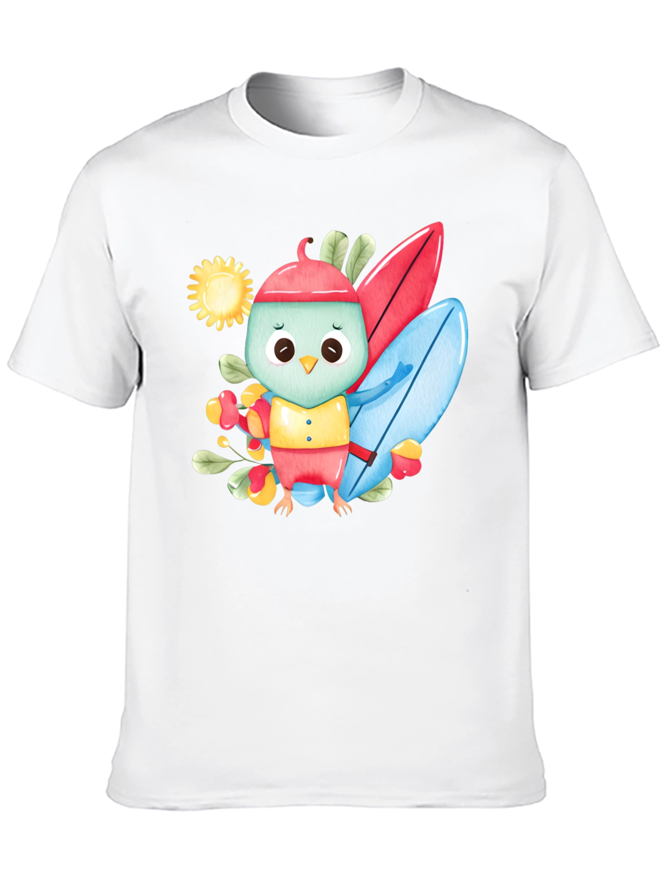 Surfing Bird Black T-Shirt