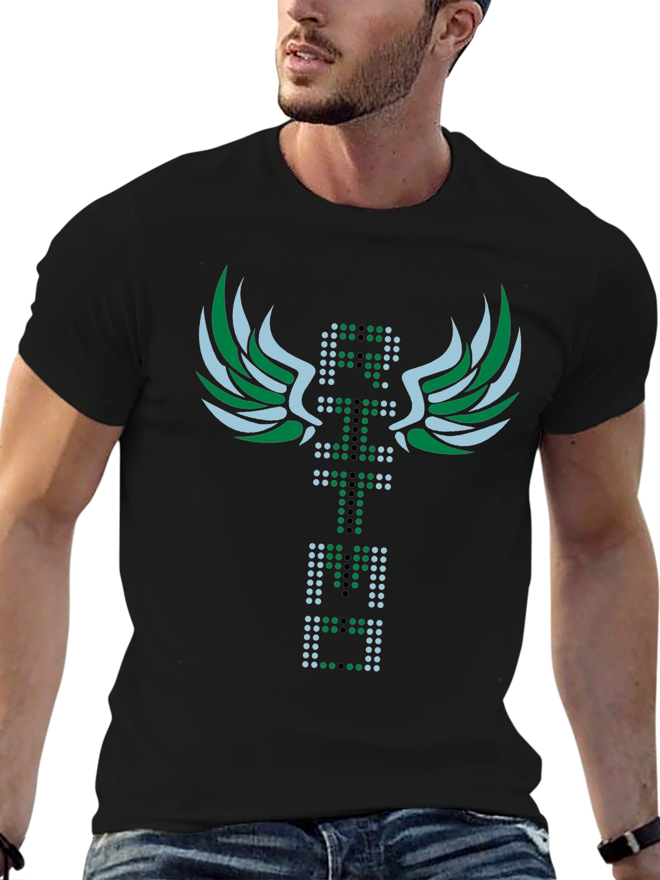 Abstract Graphic Tee - Black Crew Neck