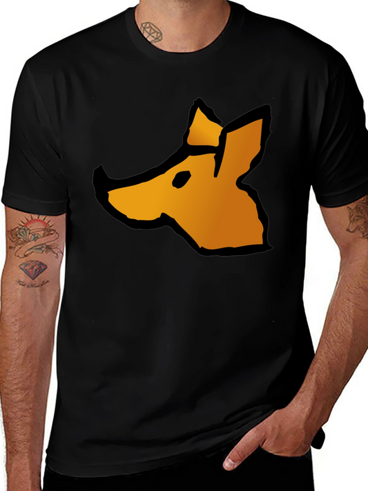 Abstract Fox Graphic Tee - Casual Black T-Shirt