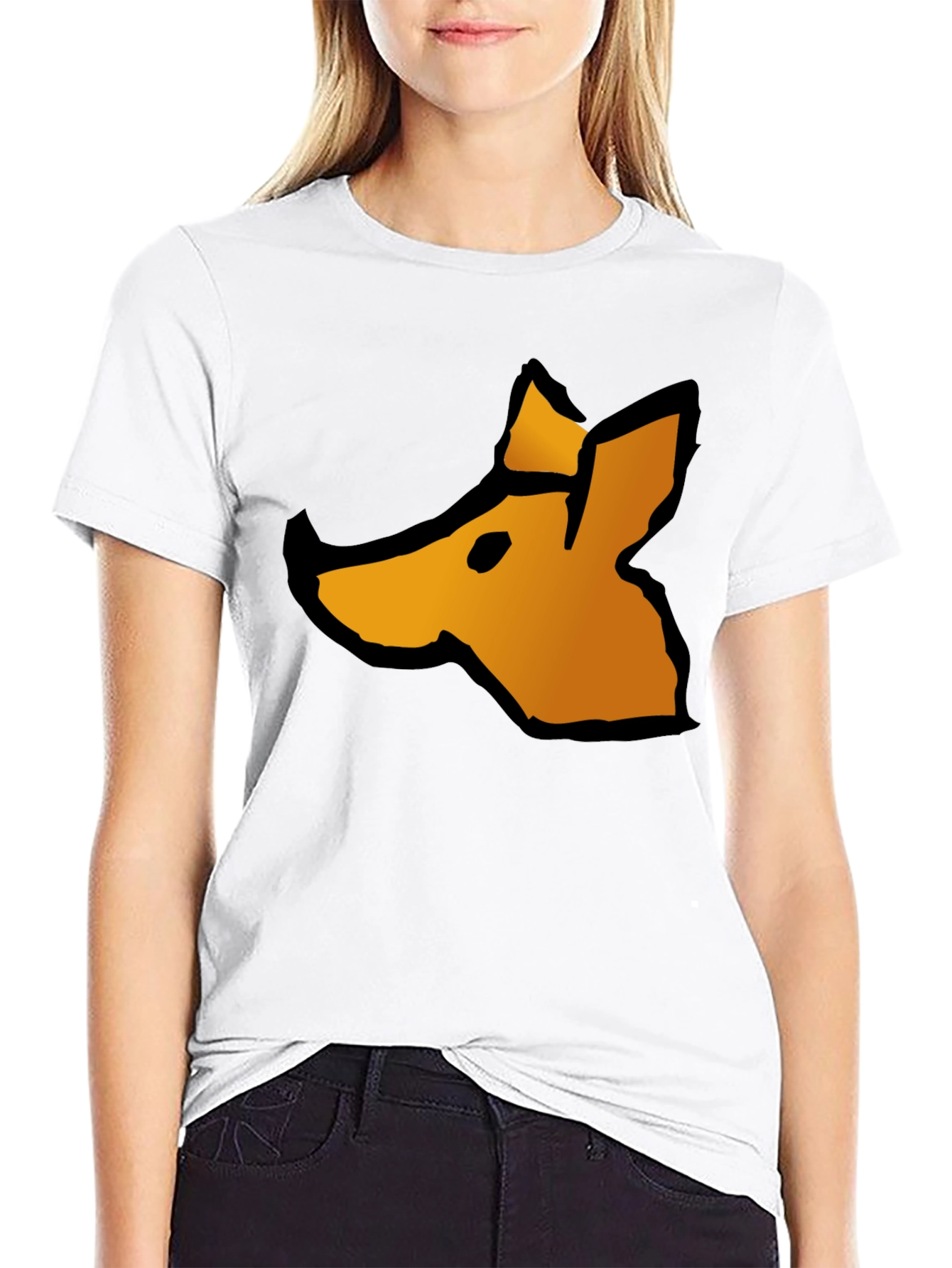 Abstract Fox Graphic Tee - Casual Black T-Shirt