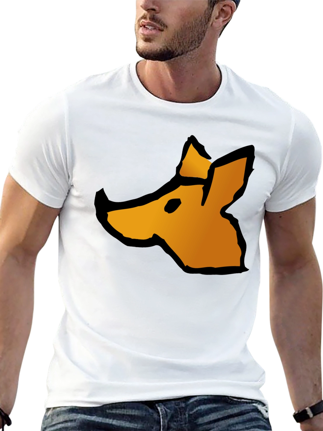 Abstract Fox Graphic Tee - Casual Black T-Shirt