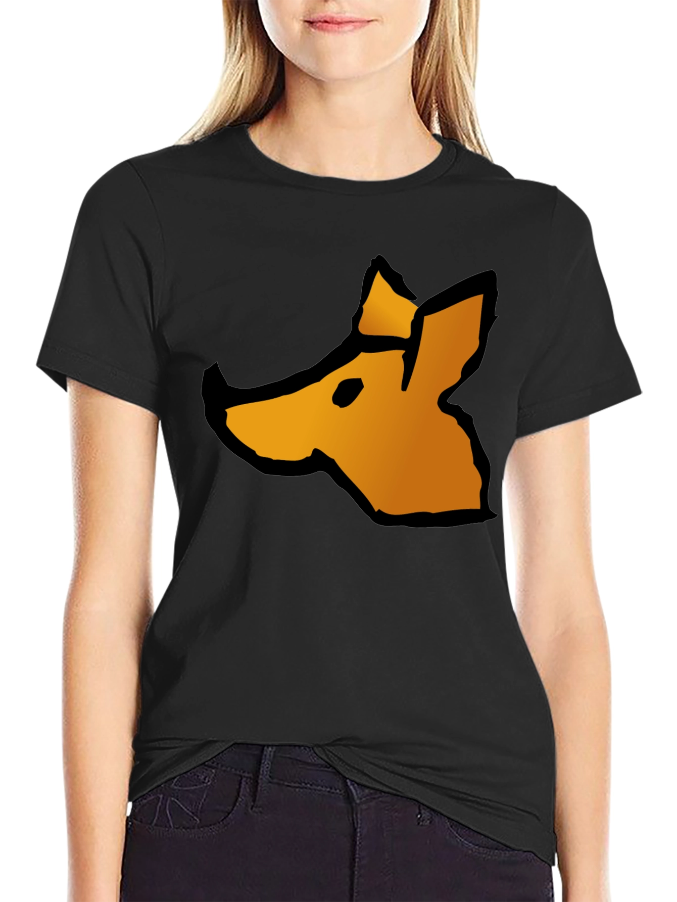 Abstract Fox Graphic Tee - Casual Black T-Shirt