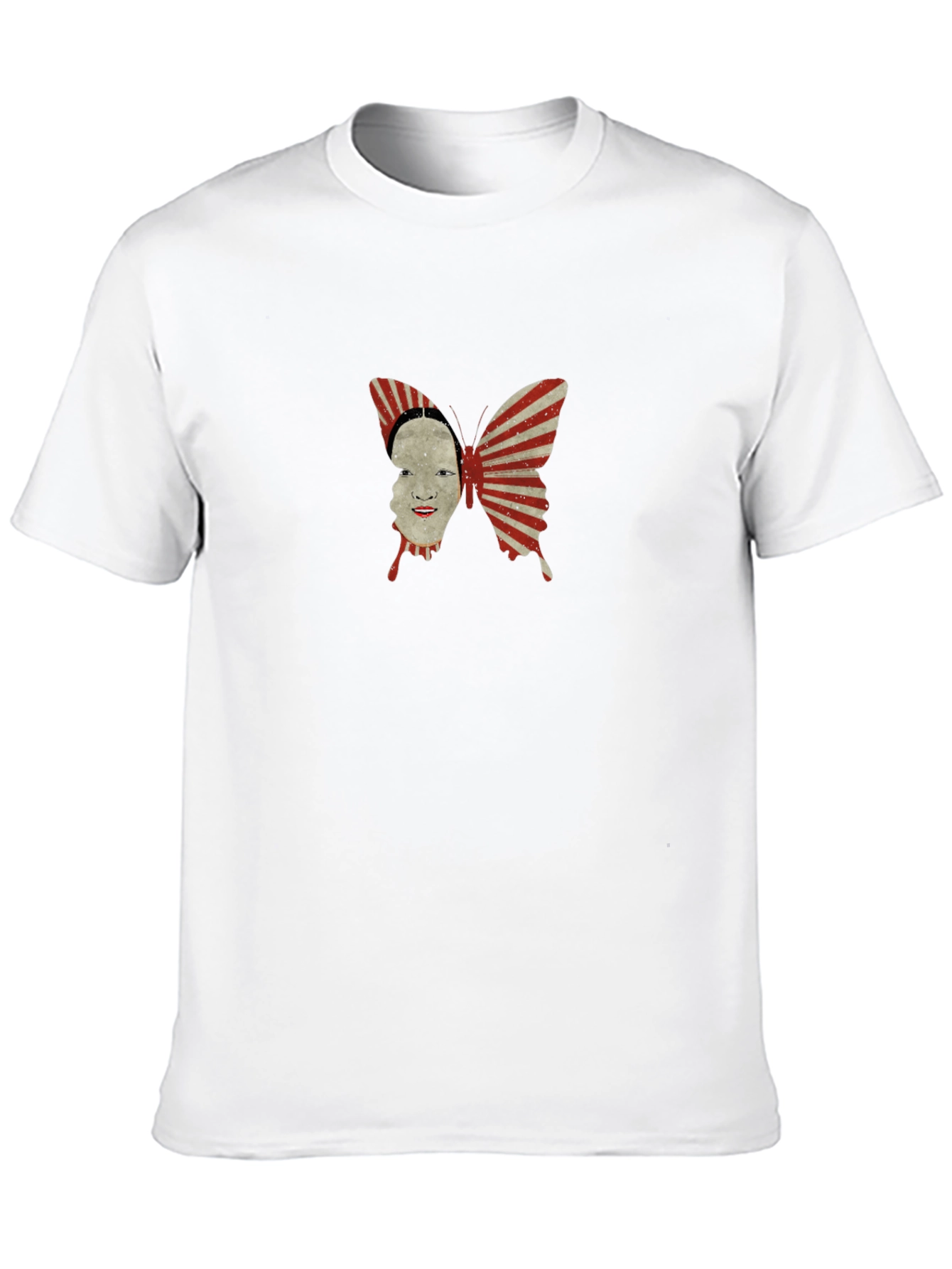 Abstract Butterfly Face Graphic Black T-Shirt