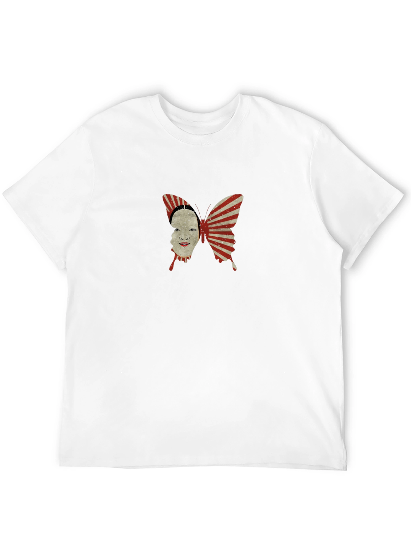 Abstract Butterfly Face Graphic Black T-Shirt